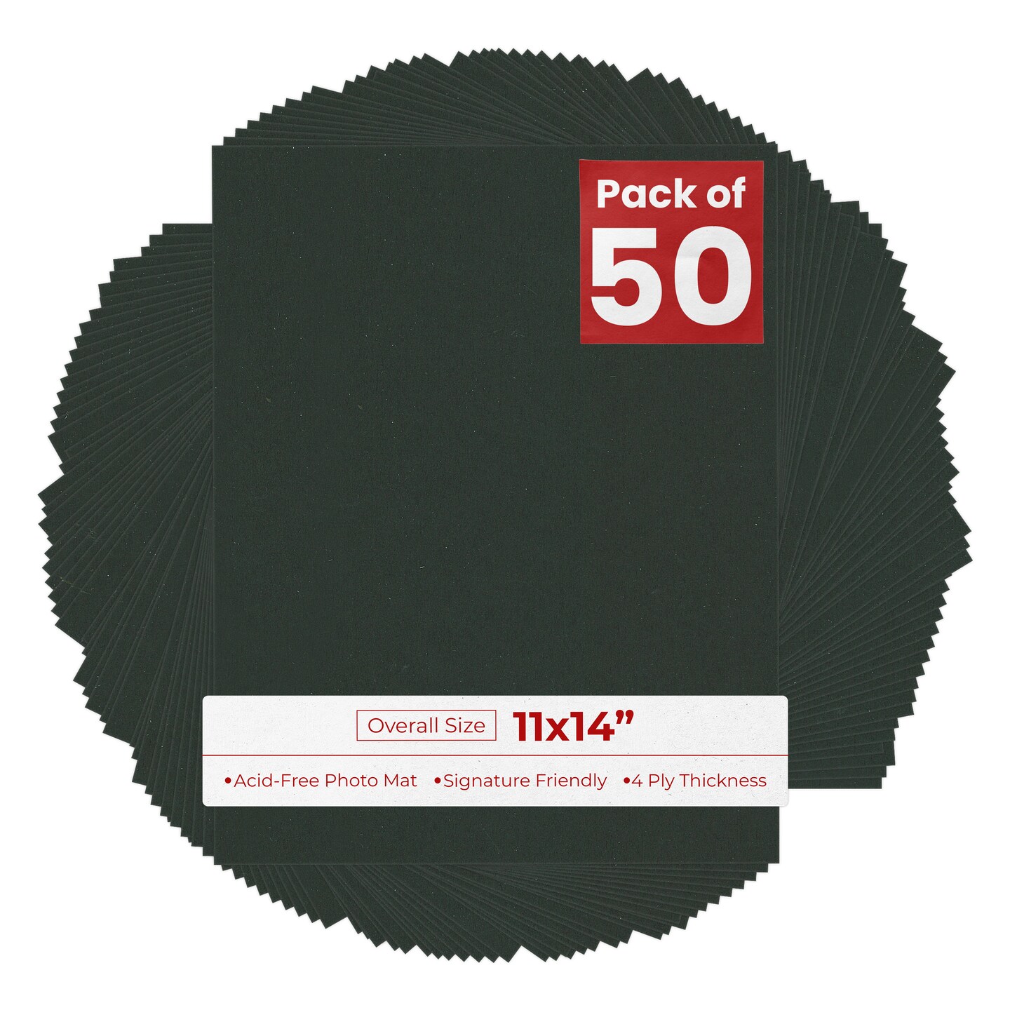 Textured Black 11x14 Uncut Mat Board - Blank Sheets, No Opening