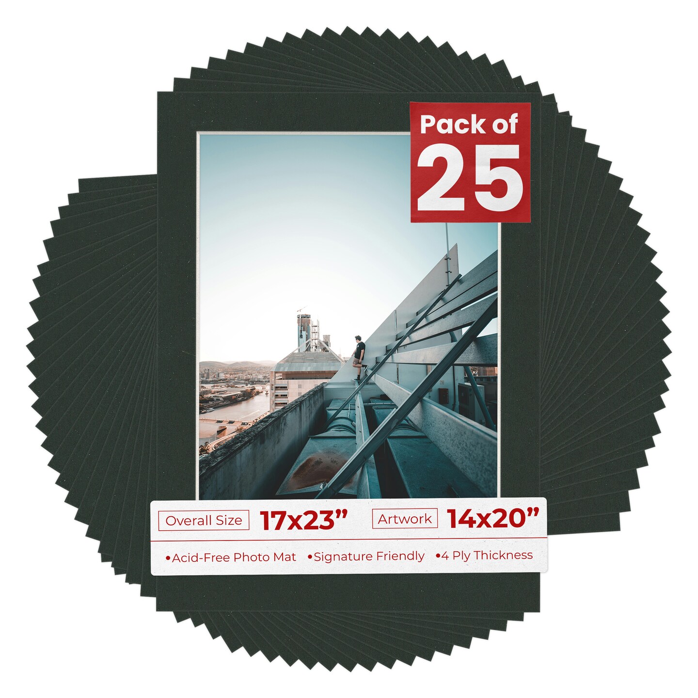 Textured Black Mat Board for 17x23 Frames - Fits 14x20 Photos