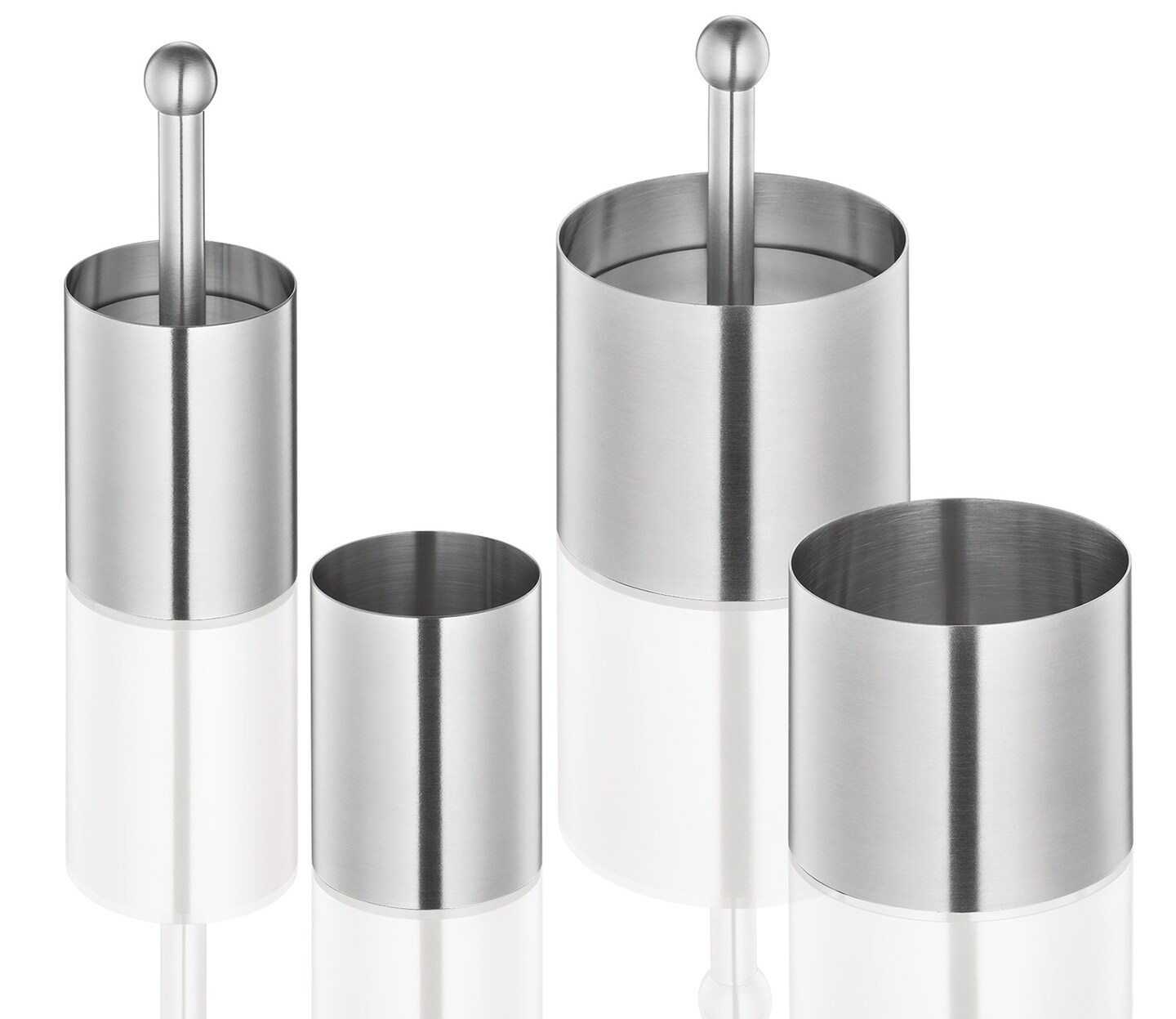 Kuchenprofi Stainless Steel 6-Piece Food Mold Forming Rings with Tamper/Pushers, Silver