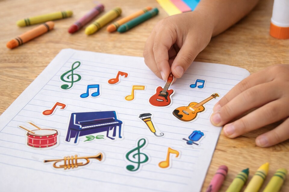 Music Stickers, 2 Sheets/Pack – Musical Notes & Instruments Stickers for Crafts, Classroom Rewards & Scrapbooking