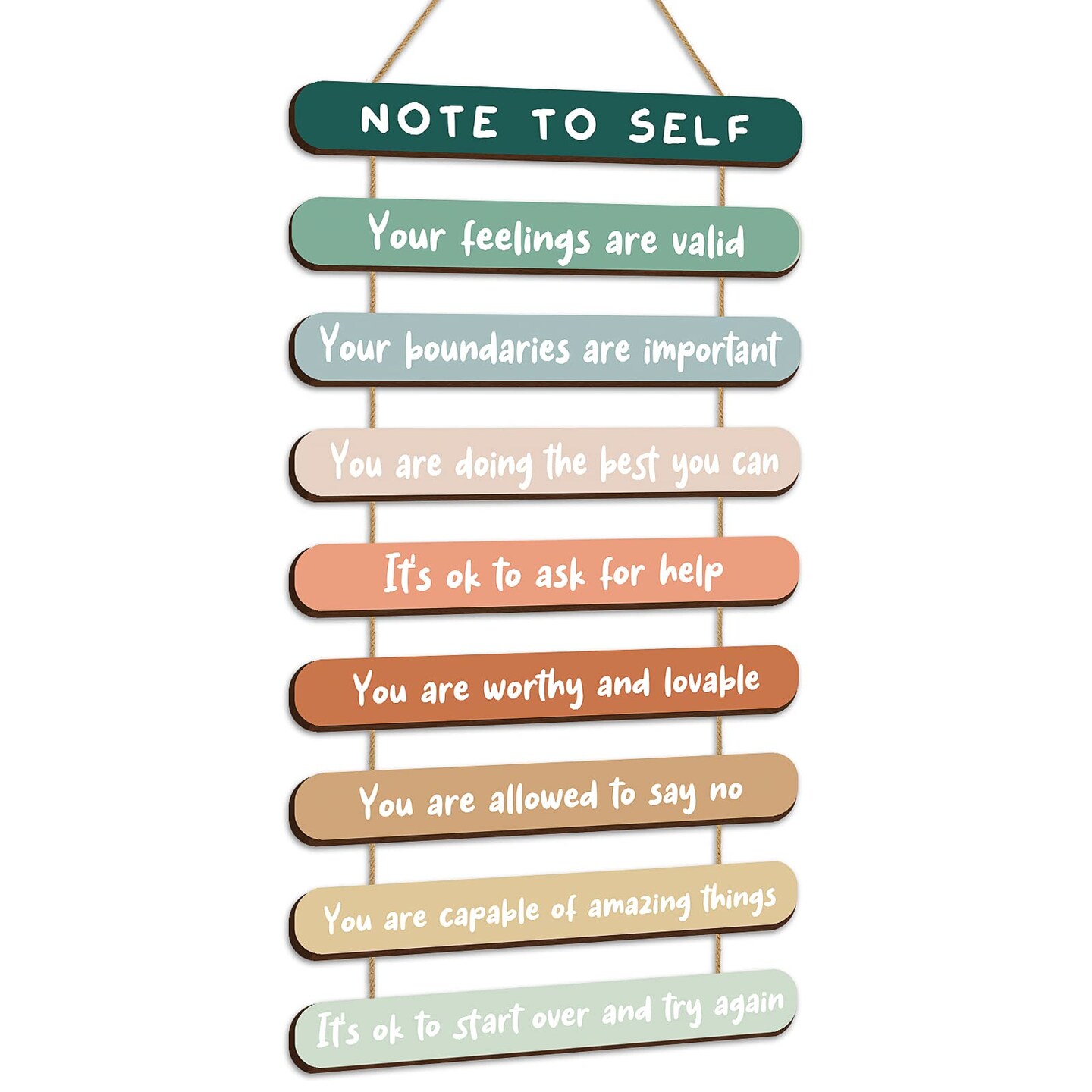 Mental Health Reminders Wall Art Decoration Positive Psychology Affirmations Therapy Office Decor Occupational Therapy Gifts Wooden Hanging Wall Pediments Inspirational Gifts(Bright Color)