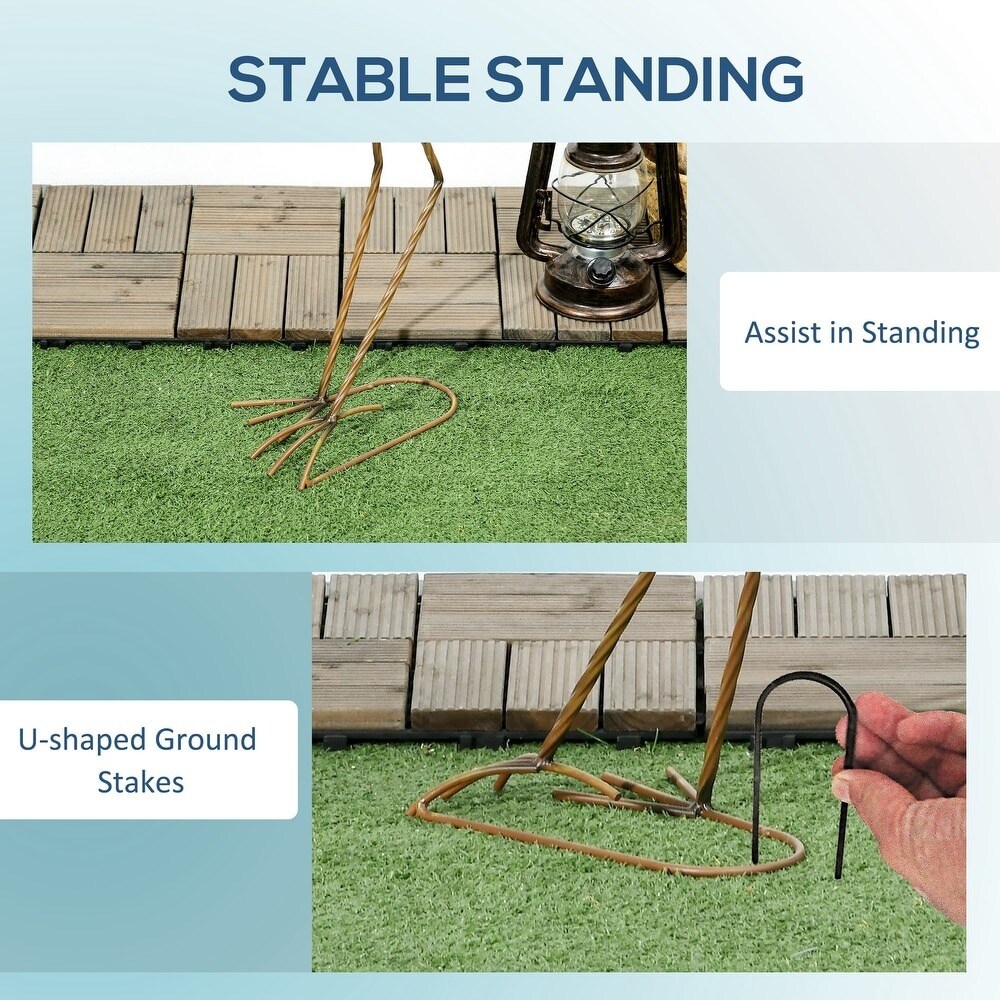 Crane Garden Statues 28.5" & 29" Metal Yard Art Blue & White Set of 2