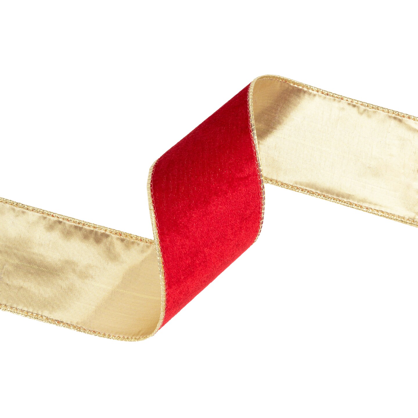 LaRibbons 4&#x22; - 2 1/2&#x22; Reversible Velvet/Lurex Wired Ribbon | 10 Yard Roll