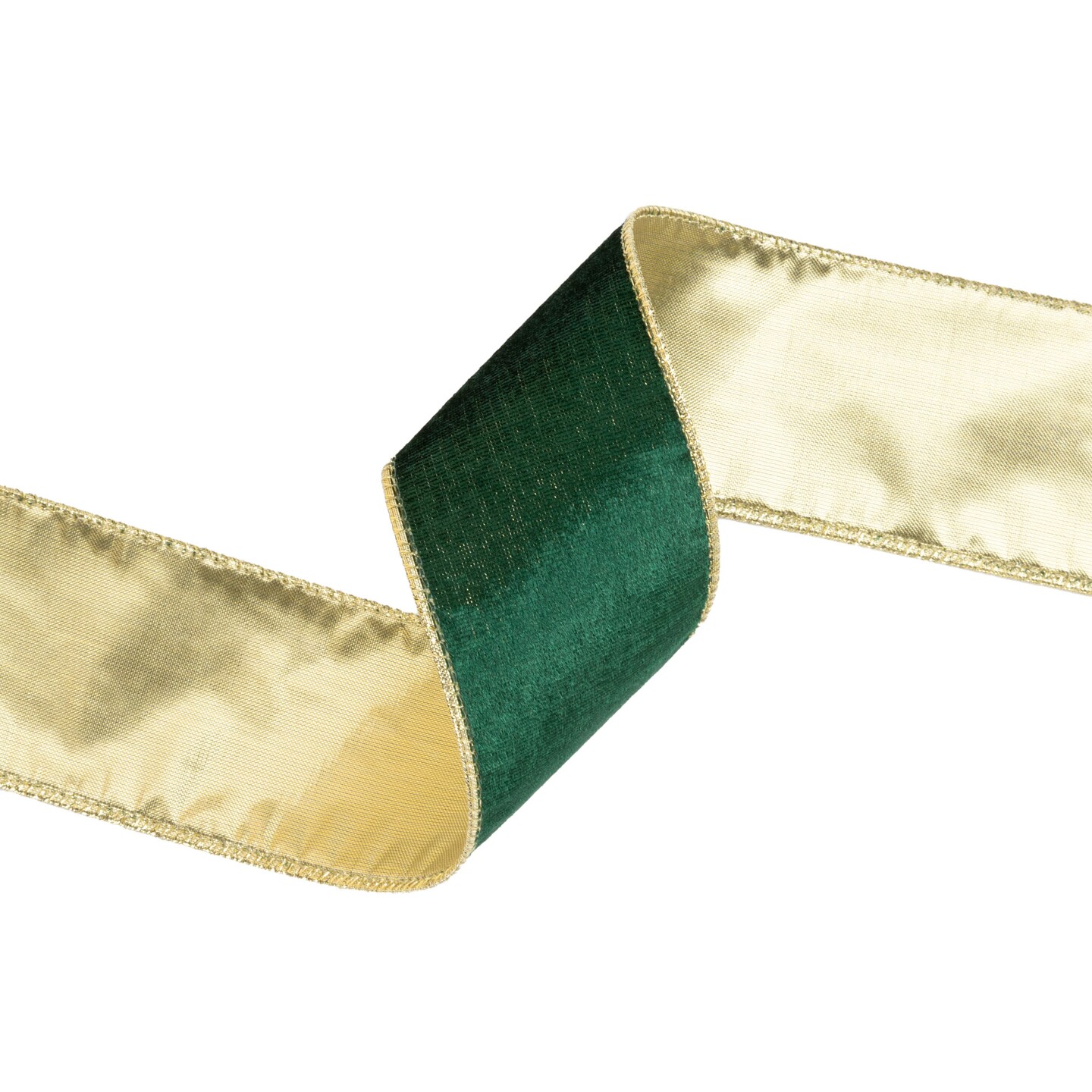 LaRibbons 4&#x22; - 2 1/2&#x22; Reversible Velvet/Lurex Wired Ribbon | 10 Yard Roll