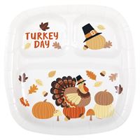 Turkey Day Divided 8.5&#x22; x 9.25&#x22; Plates 8ct