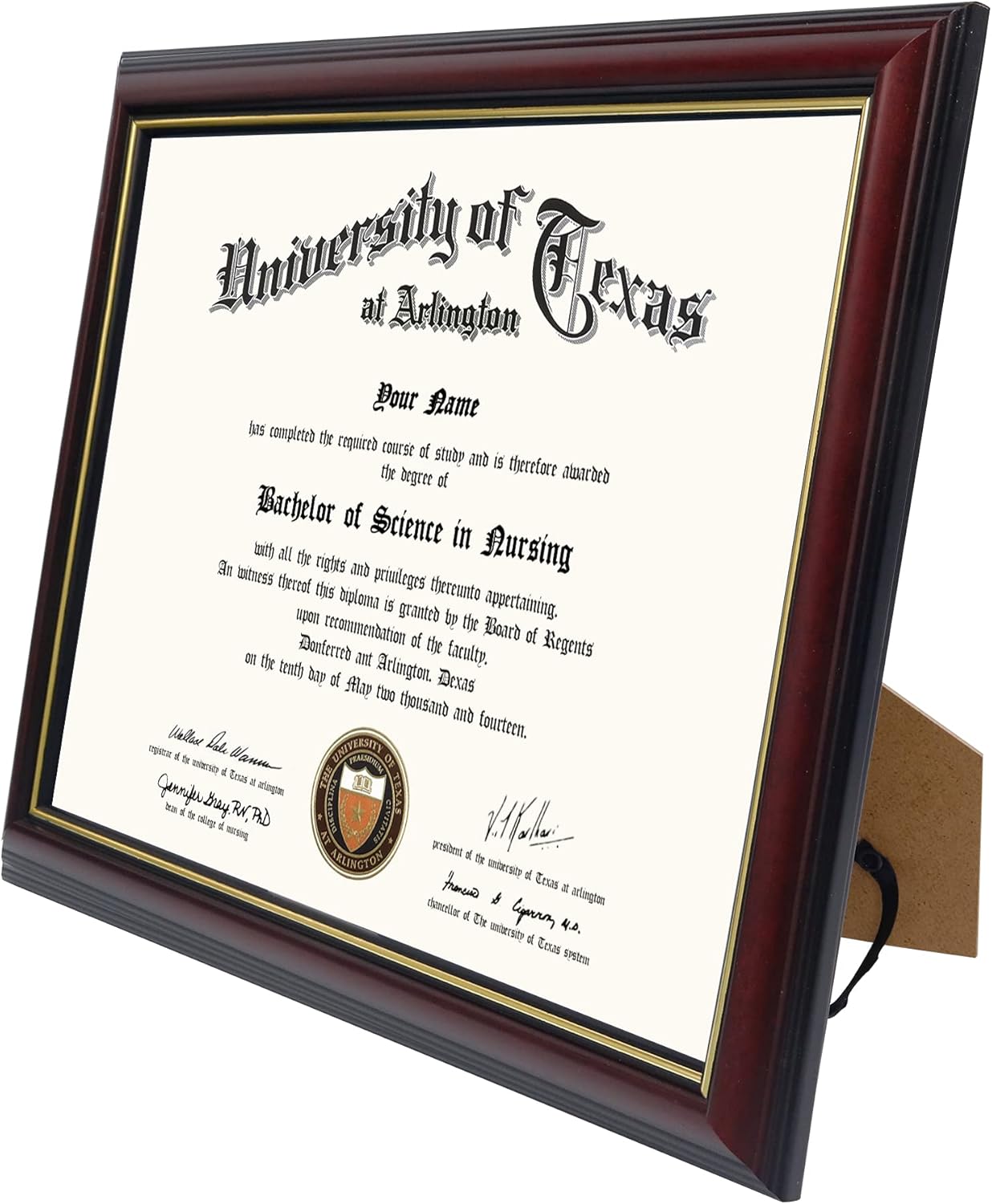 8.5x11 Certificate Diploma Frame ,Solid Wood &#x26; UV Protection Acrylic,Cherry Finish with Gold Trim
