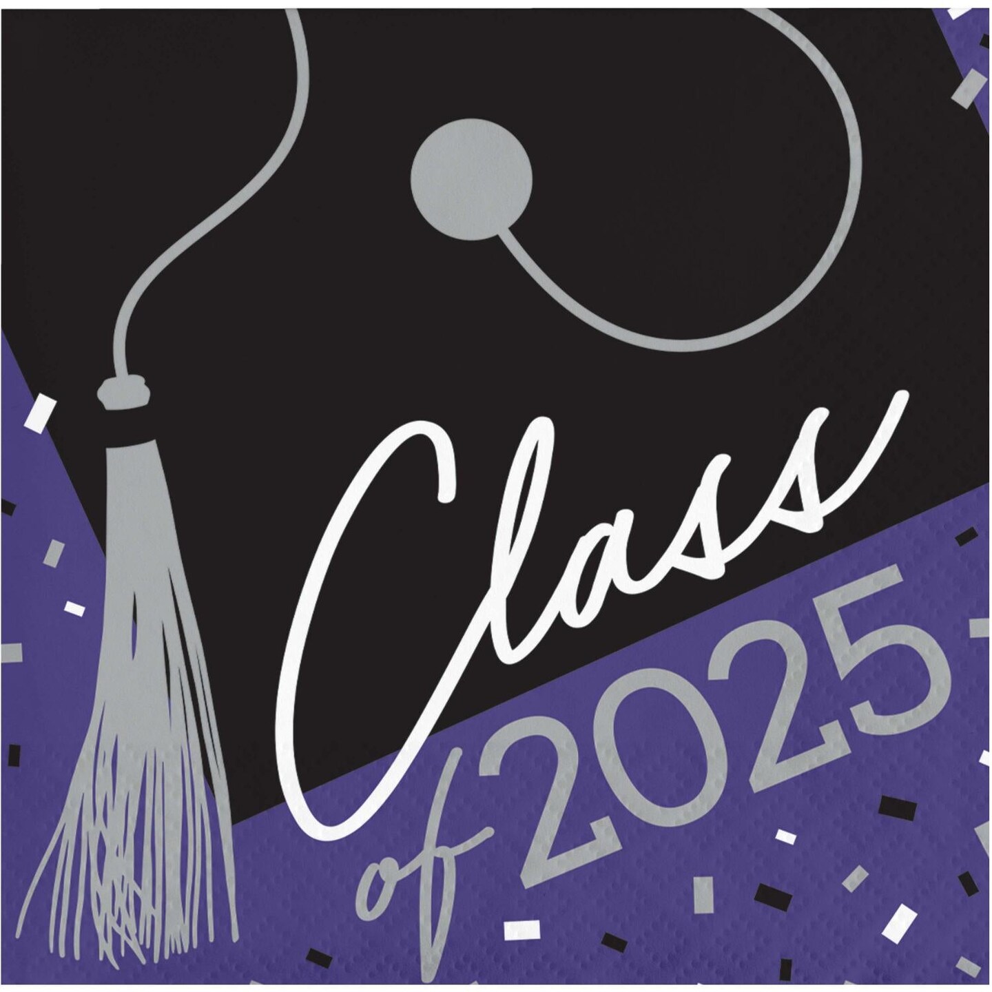 Purple Graduation Class of 2025 Beverage Napkins (36/Pkg)