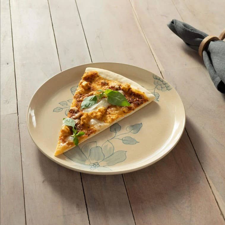 Off-White Round Ceramic Printed Dinner Plate &#x2013; Elegant Dining Plate for Every Meal-25.5&#x22; Dia