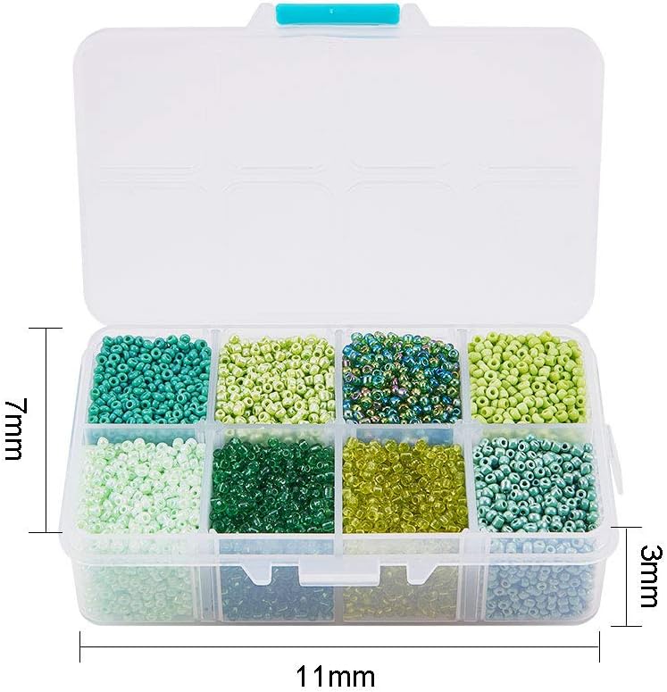 1440pcs Green Seed Beads