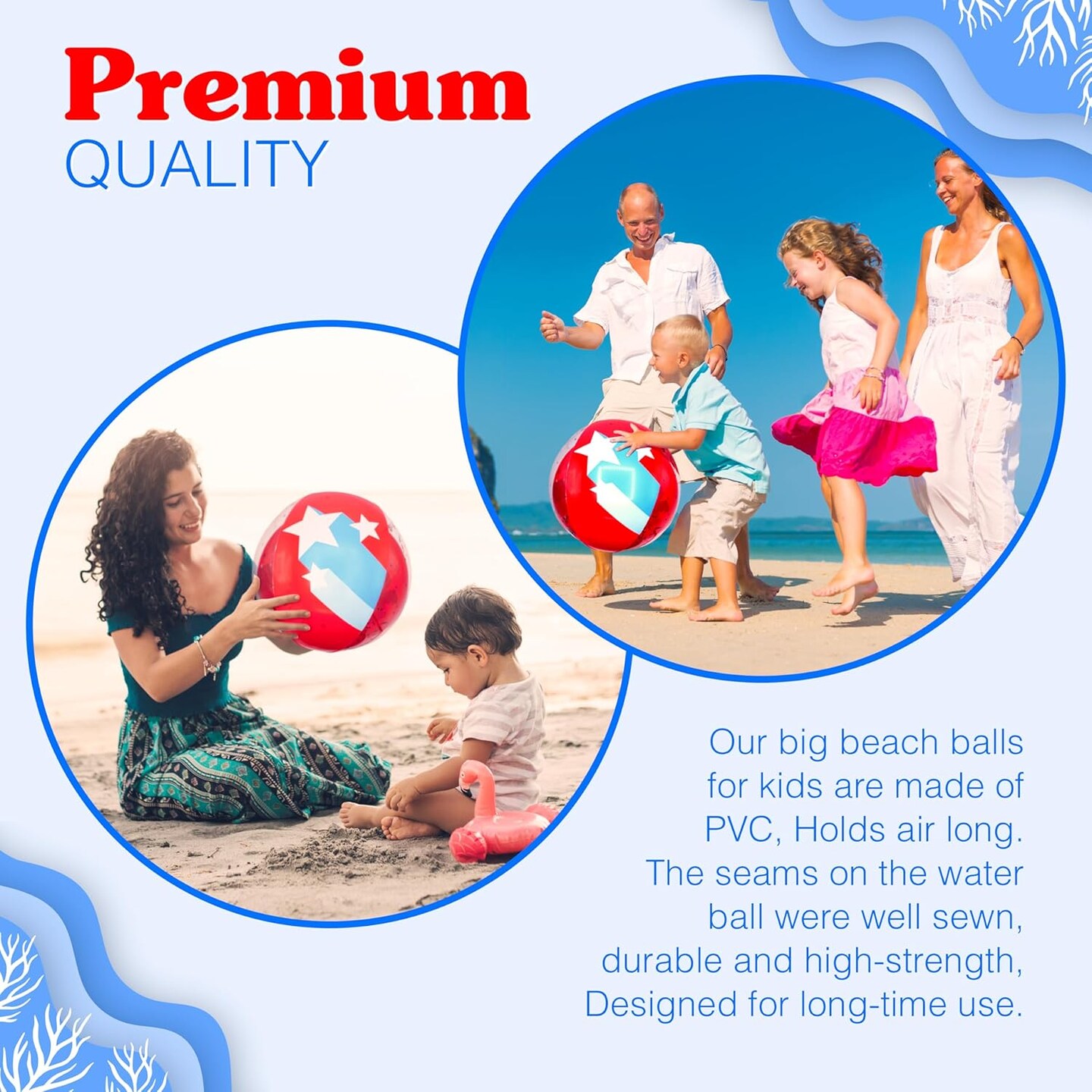 4E's Novelty 2 Pack Patriotic Beach Balls – 22’’ Inflatable Balls, 4th of July Party Supplies