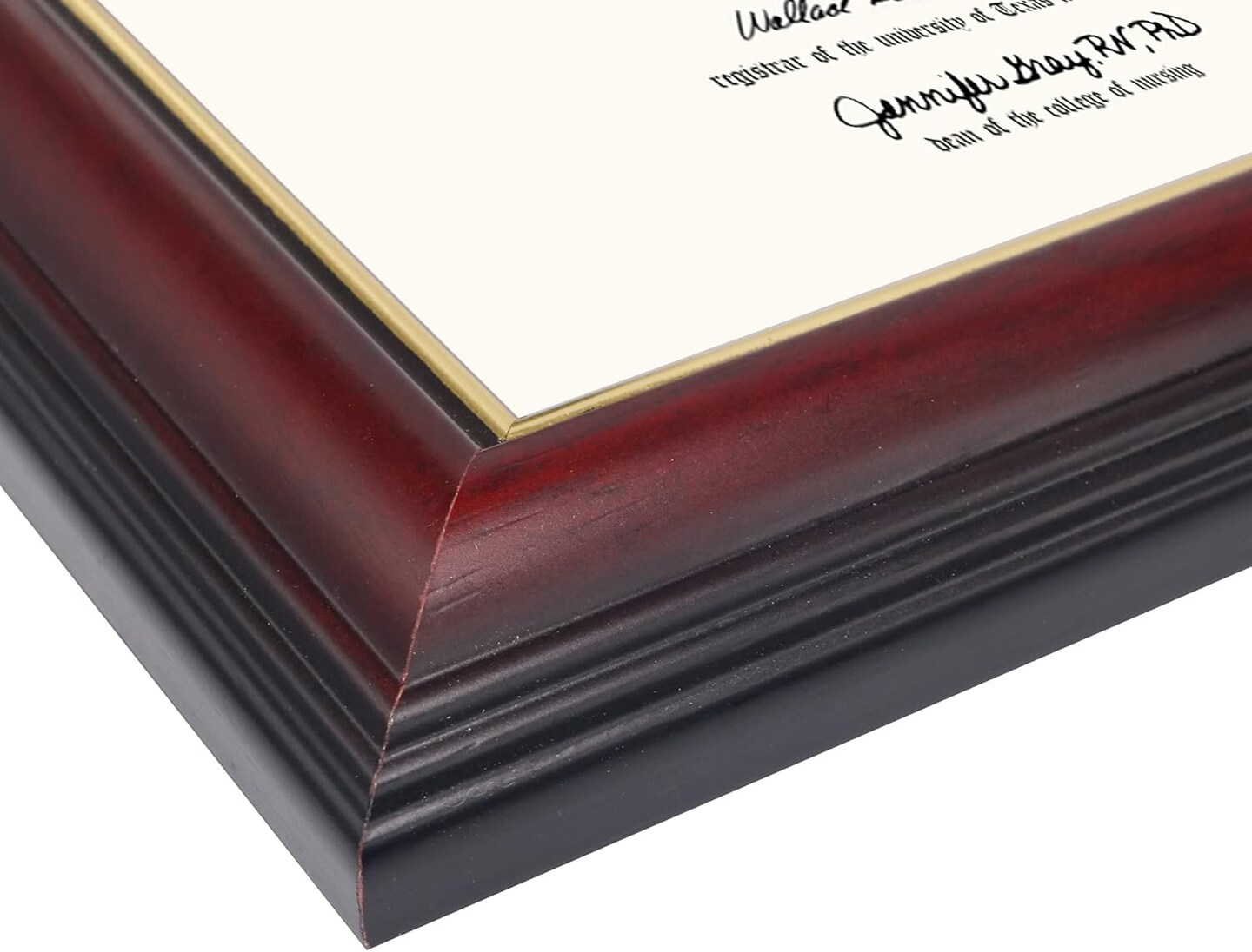 8.5x11 Certificate Diploma Frame ,Solid Wood &#x26; UV Protection Acrylic,Cherry Finish with Gold Trim