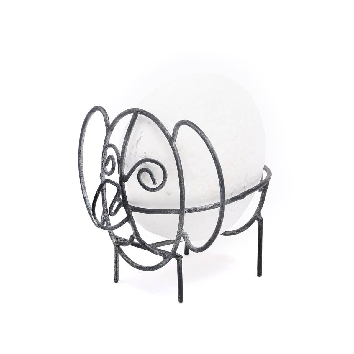 Handcrafted Eco-Mix Elephant Sculpture with Metal Feet – Unique Figurine & Modern Sculpture Décor-6.2X4.5X5.1''