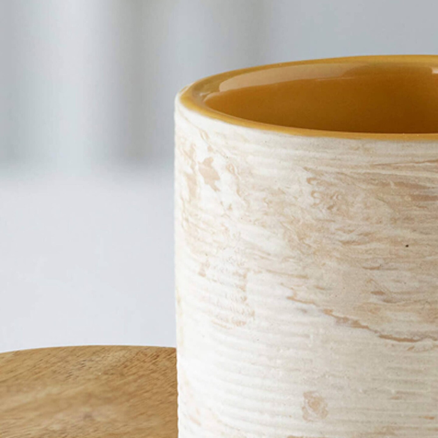 Handcrafted Ceramic Jar with Wooden Lid &#x2013;Stylish &#x26; Sustainable Storage-3.5X3.5X4.3&#x22;