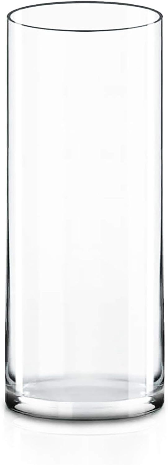 Clear Glass Cylinder Vase (12" H × 4" D) – Multi-Size Options Flower Vase Centerpiece & Hurricane Floating Candle Holder