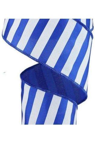 2.5&#x22; Horizontal Royal Blue &#x26; White Stripe Ribbon (10 Yard)