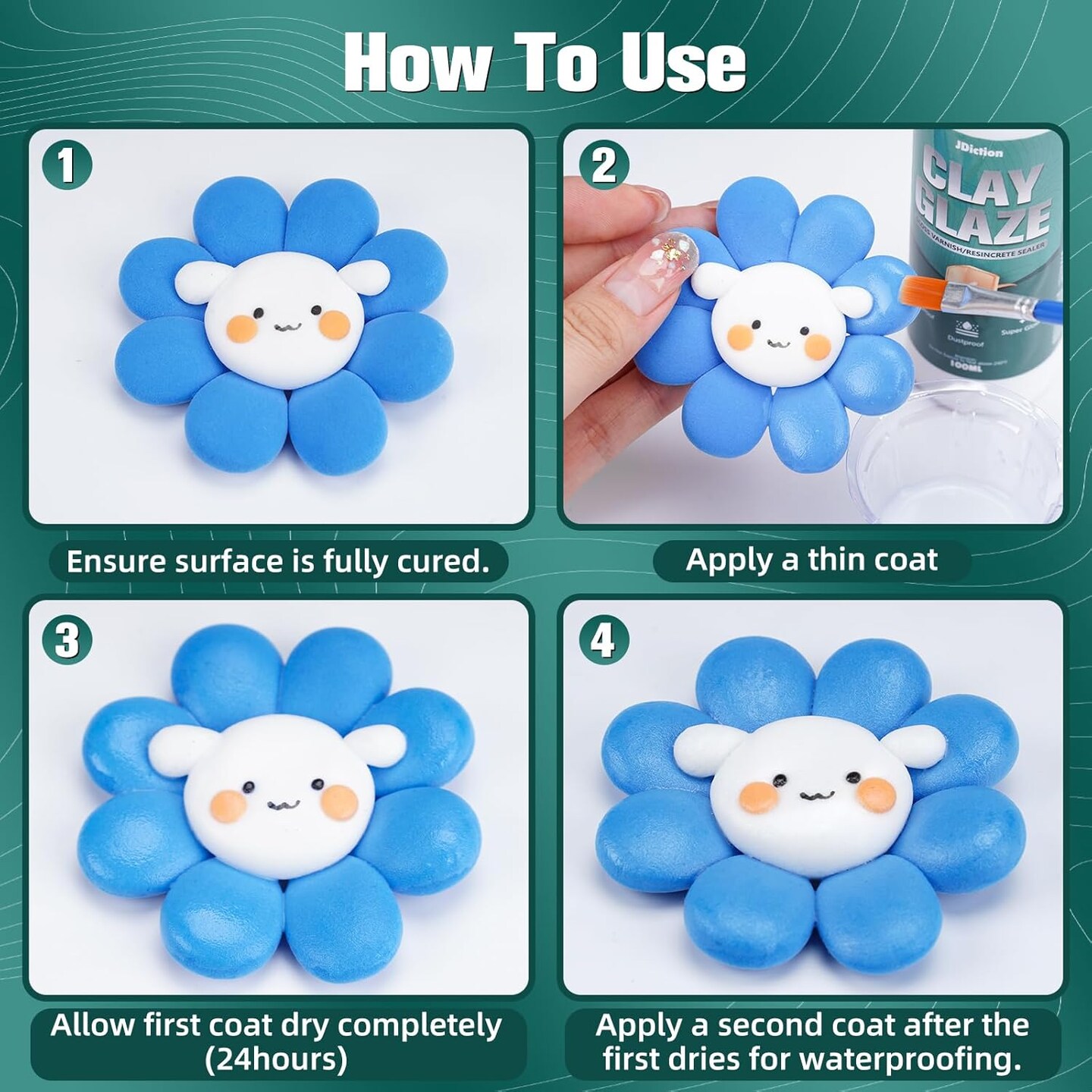 Air Dry Clay Varnish, 100ML Clay Varnish for Air Dry Clay Glaze, ResinCrete Sealer, Varnish for Pottery&#x26;Acrylic Paint, Waterproof &#x26; Stain &#x26; Resistant, Design for Air Dry Clay Pottery (Gloss)