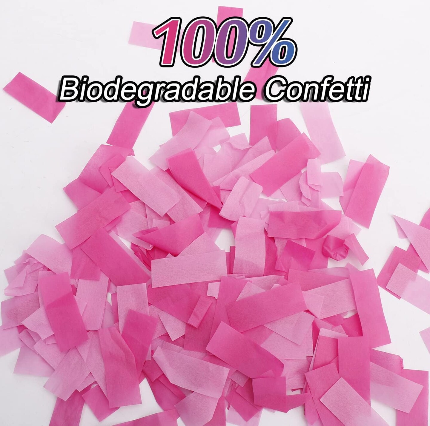 Gender Reveal Pink Confetti Cannon, Baby Shower Pink only Biodegradable Confetti Poppers for Girl Baby Reveal Party - 2 Set