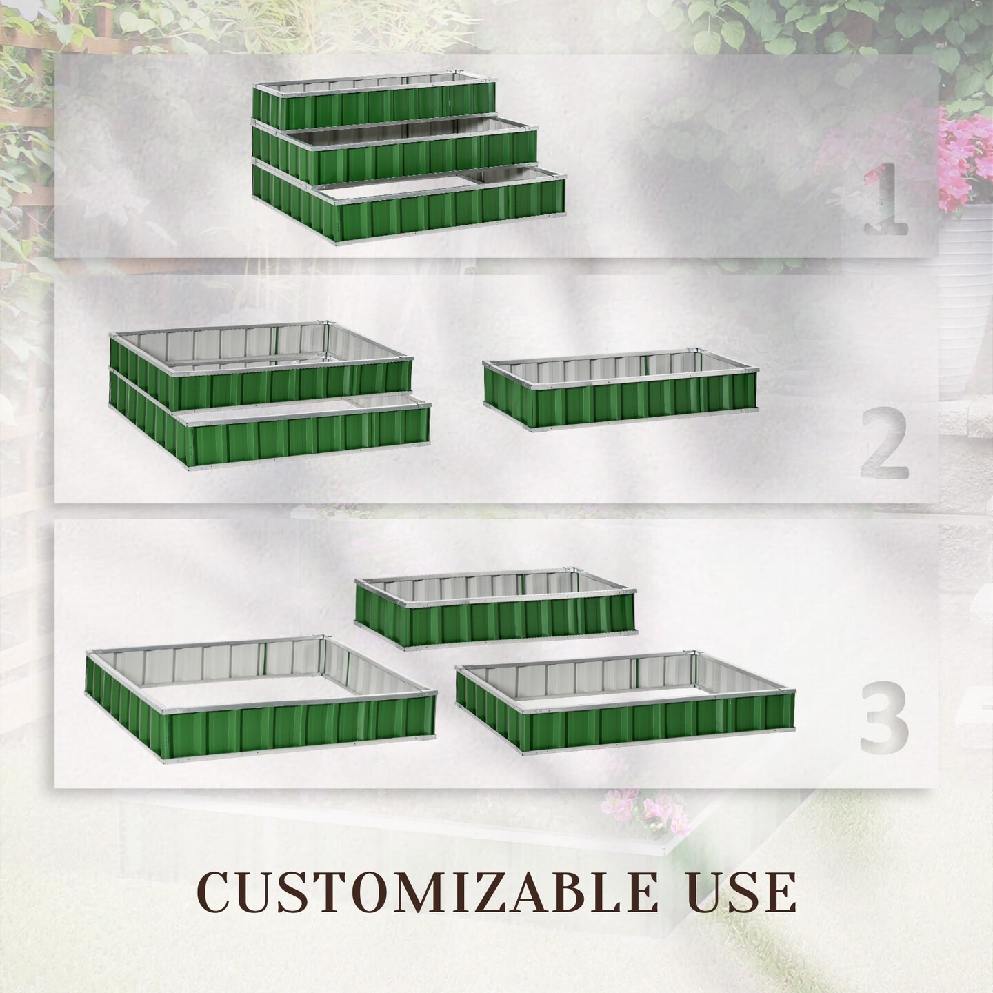 3-Tier Metal Raised Garden Bed Planter Kit
