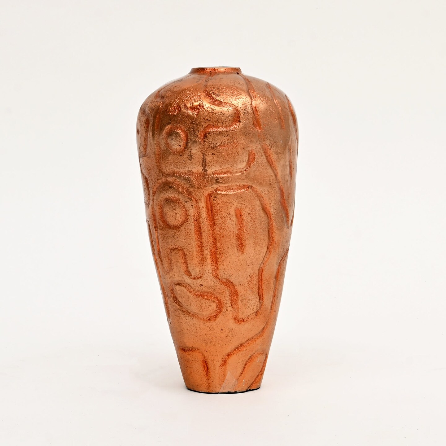 Decorative Aluminum Vases with Antique Copper Finish &#x2013; Set of 2
