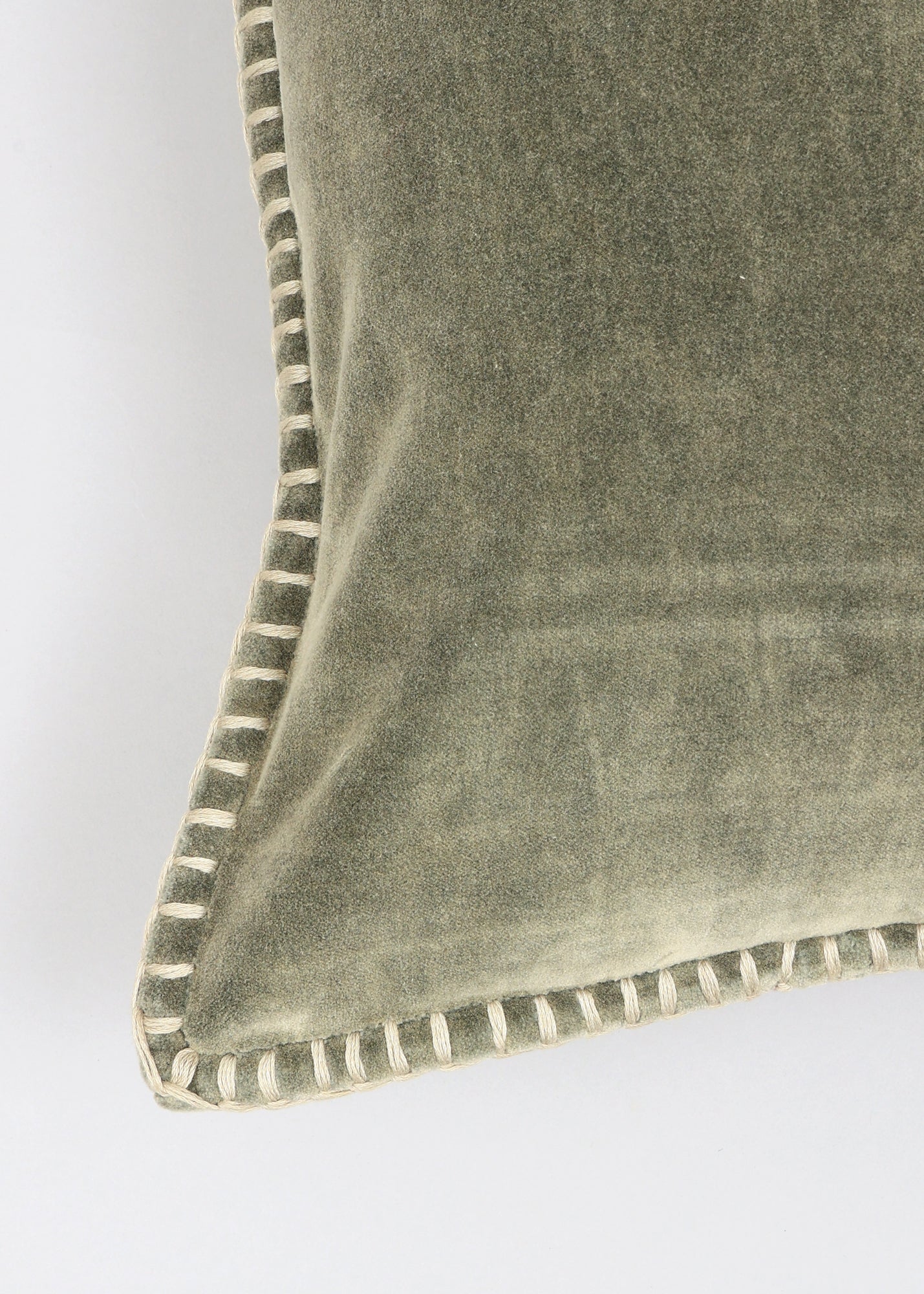 Stonewashed Cotton Velvet Throw Pillow &#x2013; 18&#x22;x18&#x22; Decorative Cushion with Handstitched Edges