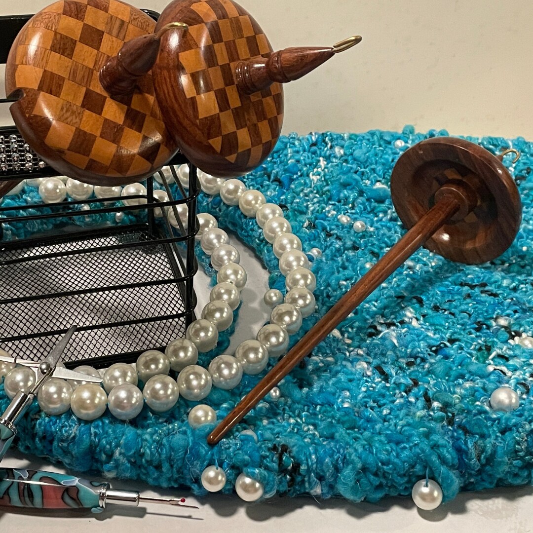 My Two Ladies | Top Whorl Drop Spindle Kit | w/Orange Pouch