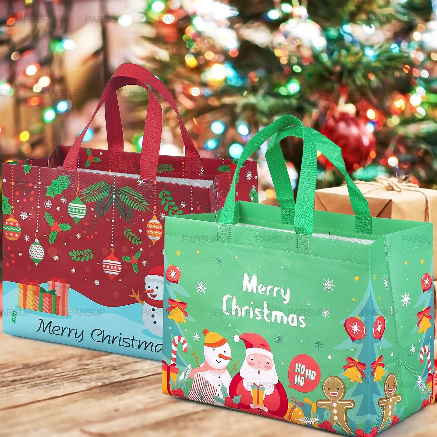 8PCS Christmas Gift Bags,Christmas Tote Bags with Handles