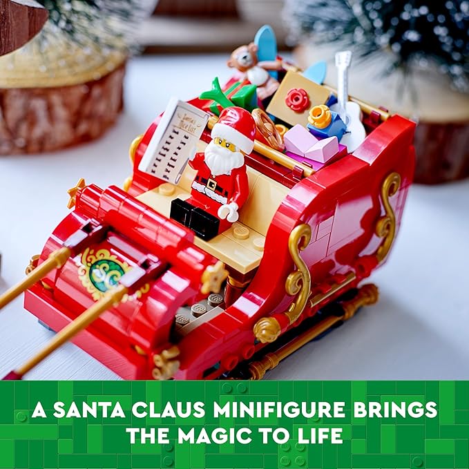 Santa&#x2019;s Sleigh Christmas Toy Building Set for Kids Ages 9-13, Comes with a Santa Figurine &#x26; Reindeer, Gift for Boys and Girls, Holiday Home Decor, 40499