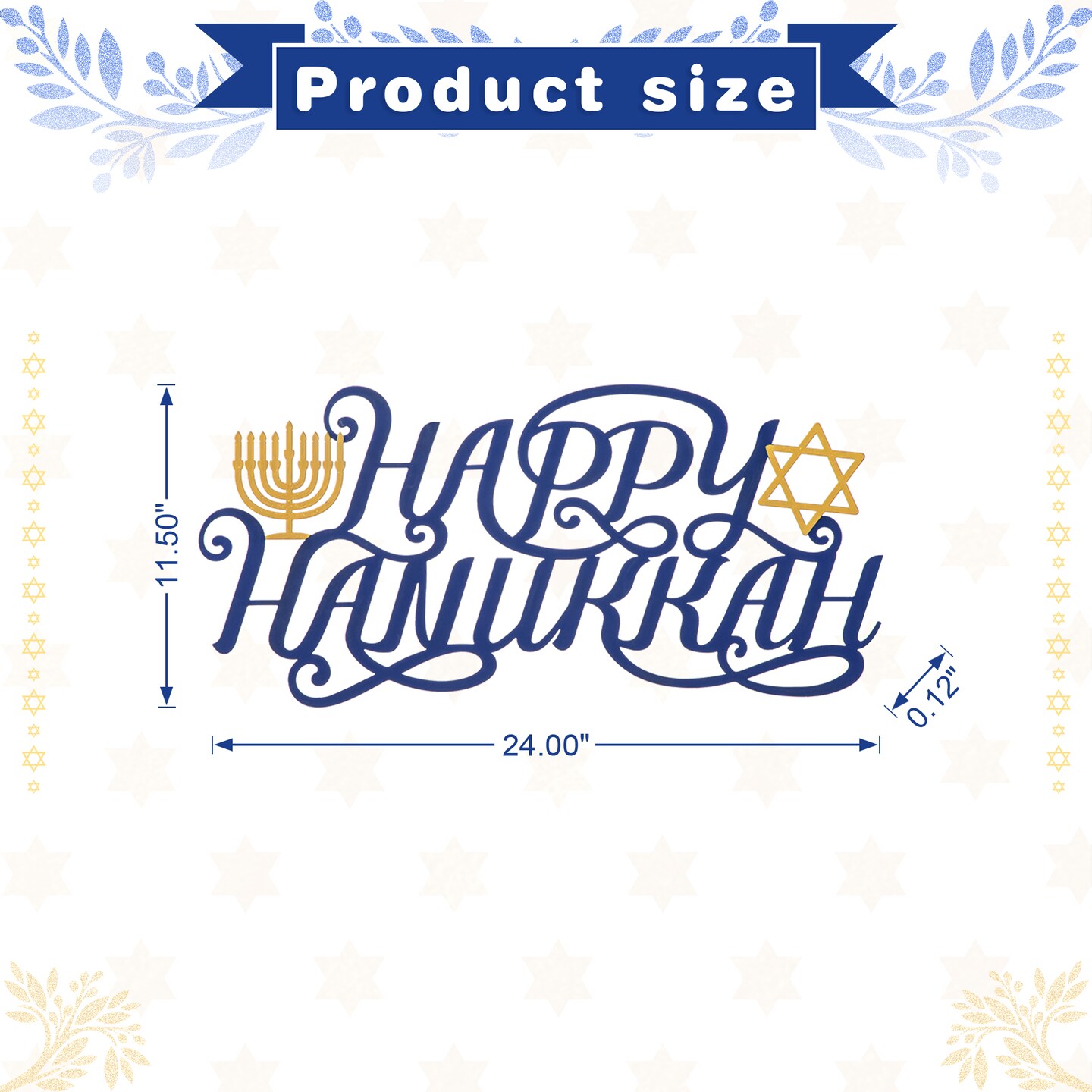 24&#x22;L Metal &#x22;HAPPY Hanukkah&#x22; Wall Decor