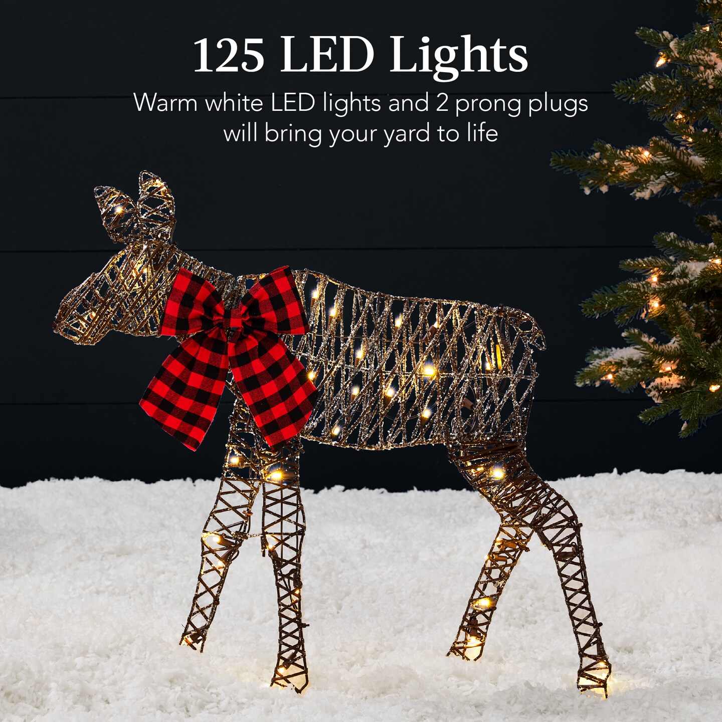 Best Choice Products 4ft 2-Piece Lighted 2D Christmas Moose Set Outdoor D&#xE9;cor w/ 125 LED Lights, Stakes