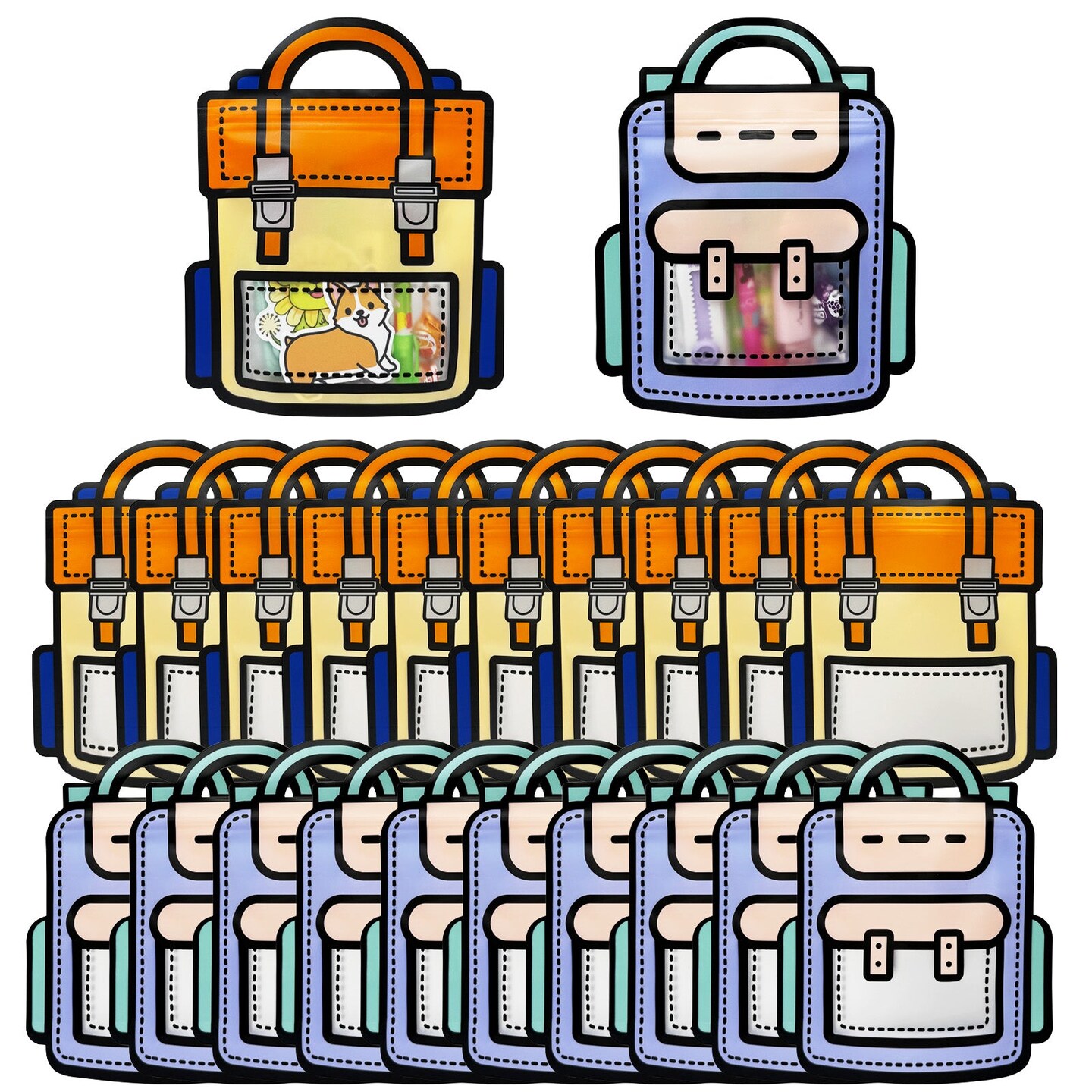 Wrapables Reusable Backpack Sealable Goodie Bags, Party Favor Bags (Set of 20)