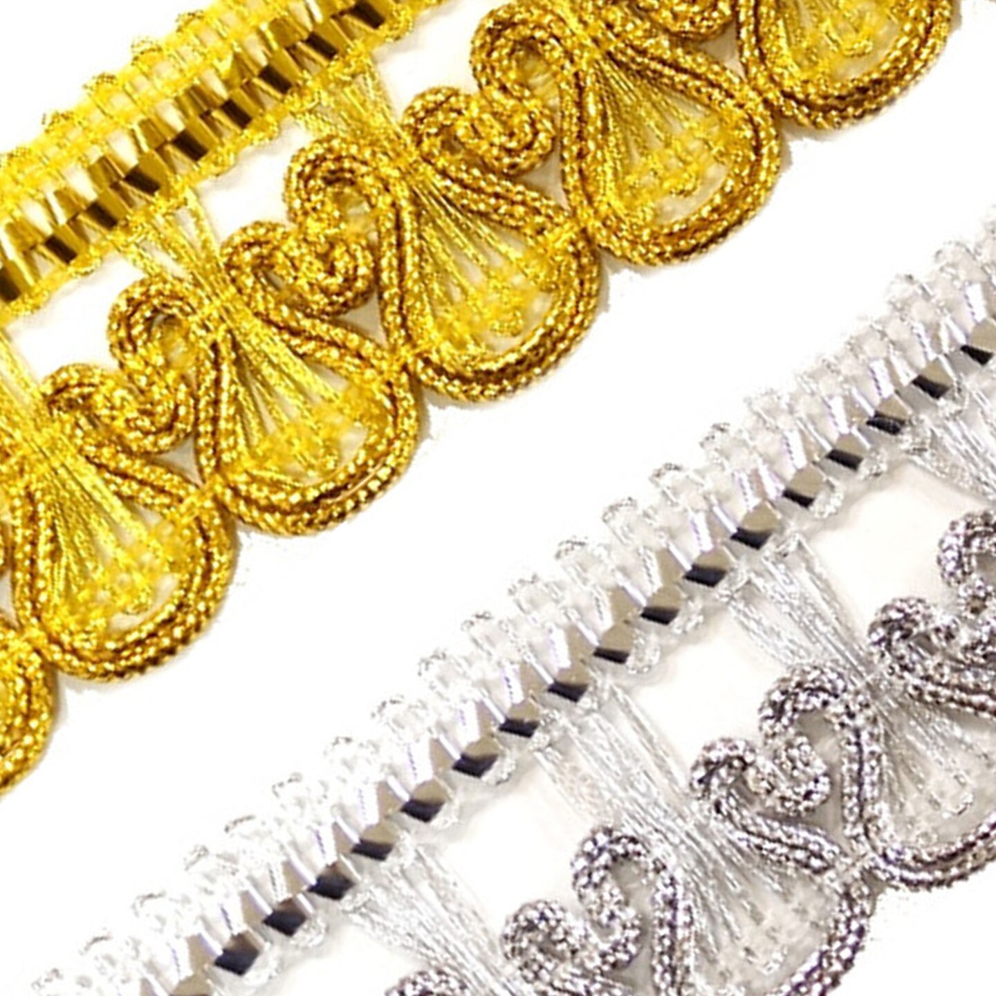 1"x 10 Yards Silver Metallic Lace Trim 5 Packs Metallic Trim 3