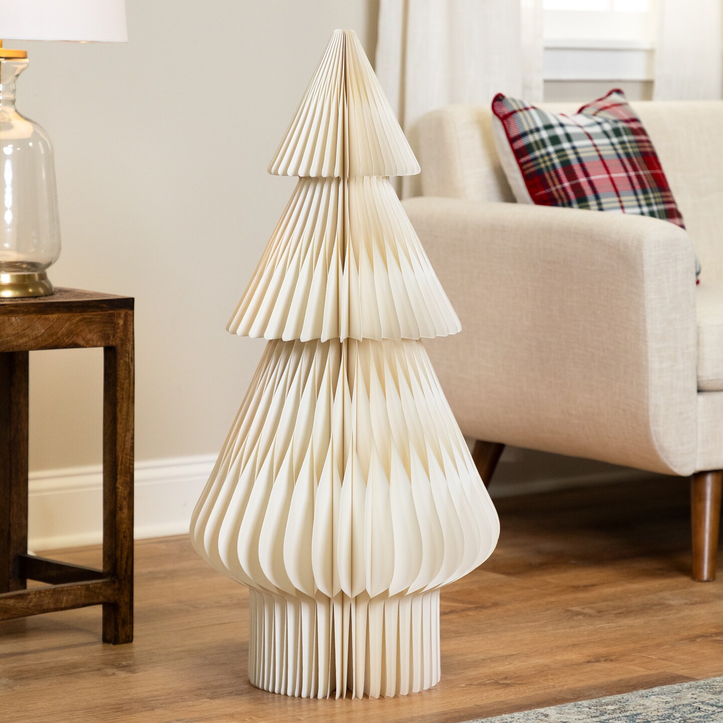Northlight Accordion Honeycomb Foldable Paper Christmas Tree - 3' - Cream