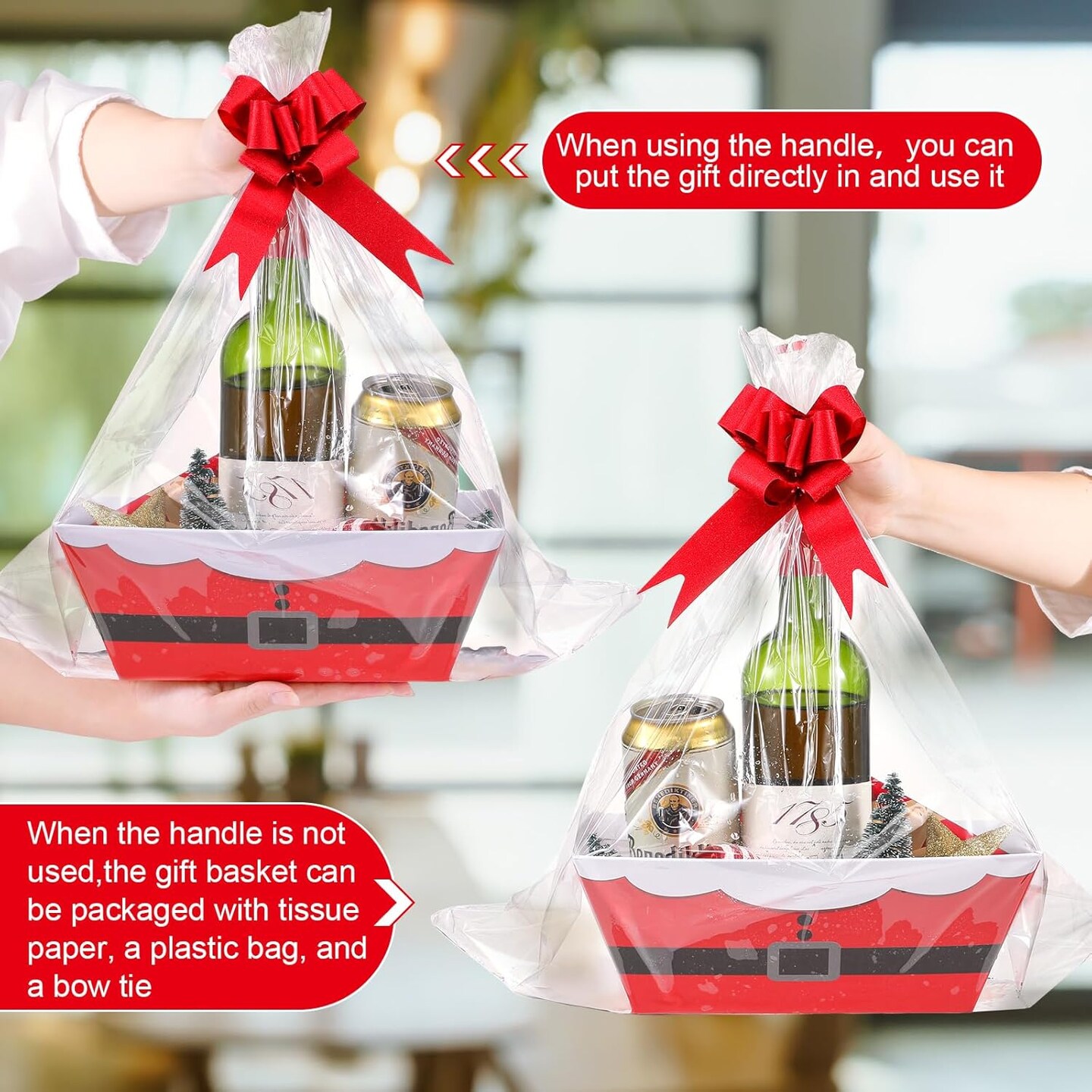 Christmas Baskets for Gifts Empty Baskets with Bows Ribbons