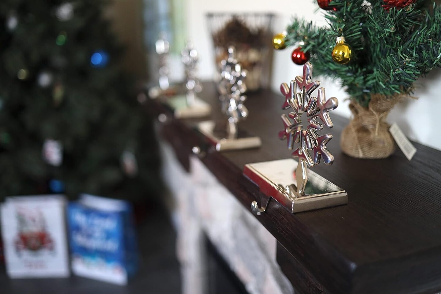 The Original Snowflake Stocking Hanger Holder, Chrome, 4-Pack