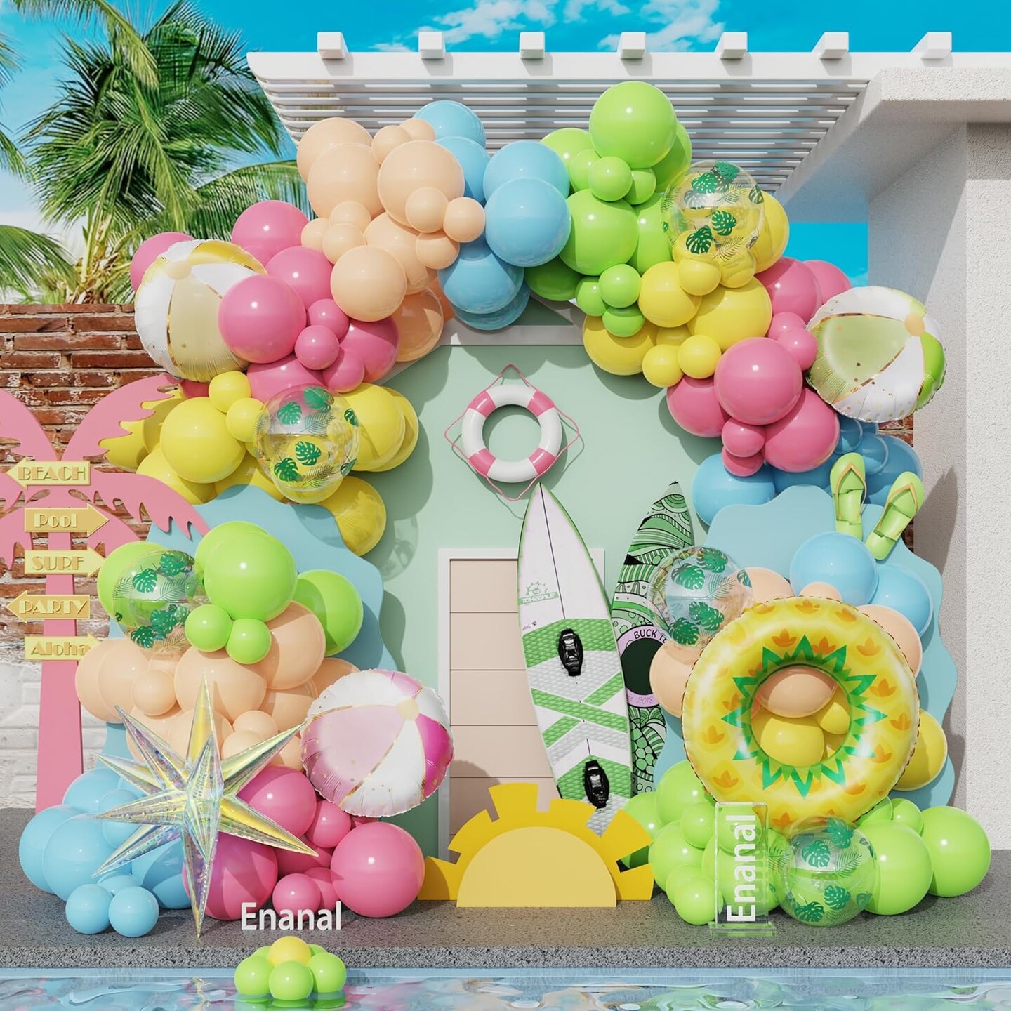 Tropical 162pcs Pastel Colorful Balloons with Beach Ball (Pastel Color)