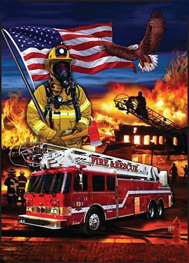 D DIY Diamond Art Painting Kits American Flag Firefighter 16X20inches