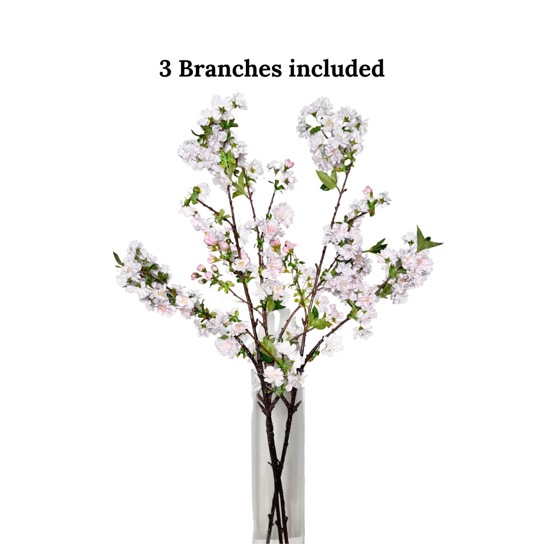 Camilla Faux Light Pink Cherry Blossom Stem 33" Bundle of 3 Realistic Branches