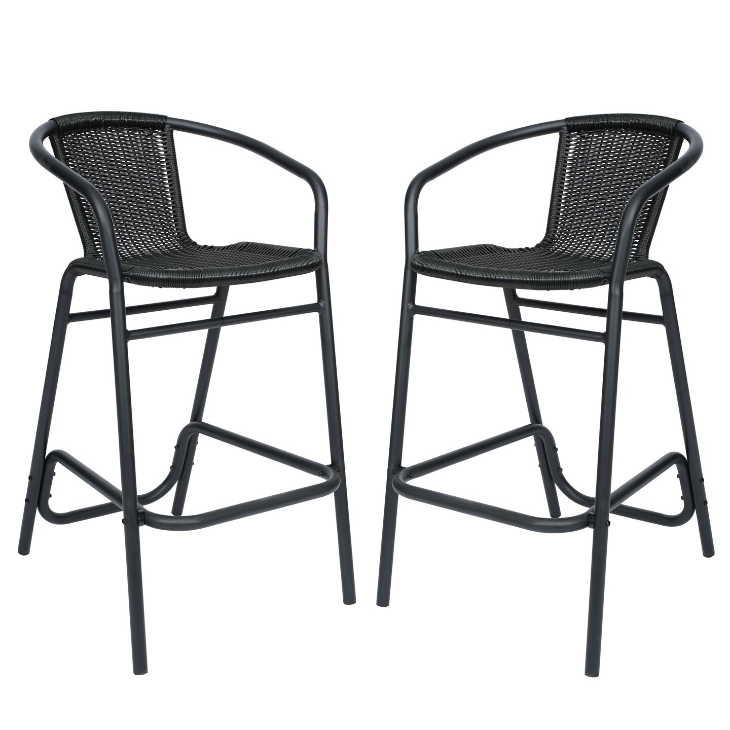 Merrick Lane Lille Set of Two Restaurant Style Barstool with PE Rattan Seat for Indoor/Outdoor Use