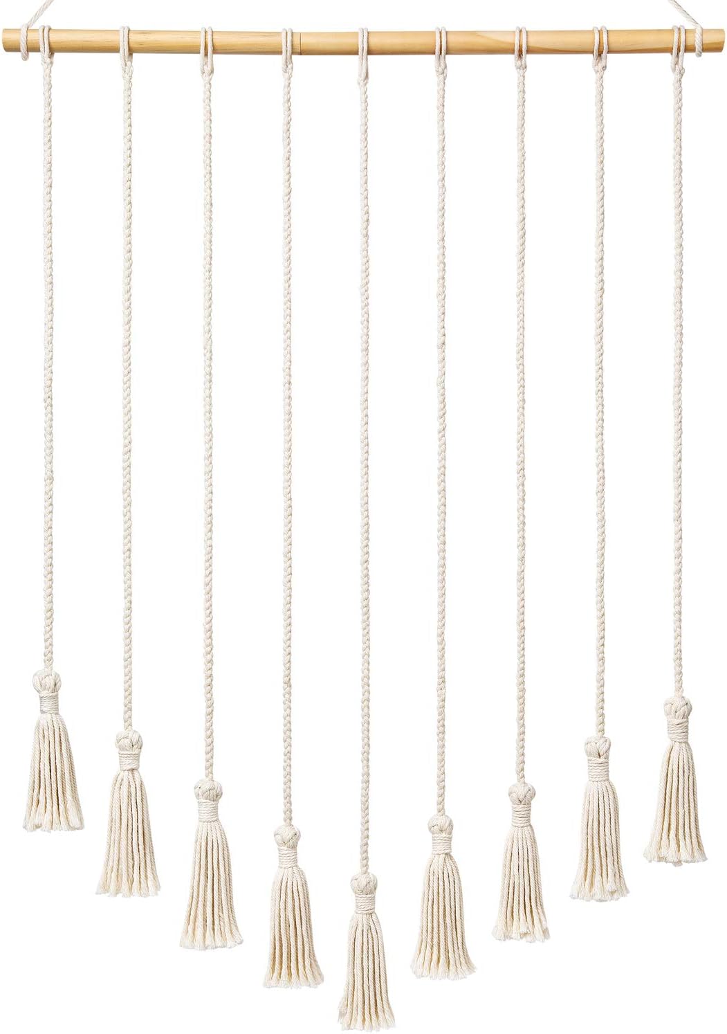 Boho Macrame Hanging Photo Display with 40 Wood Clips, 37" L x 23.6''W (Large)