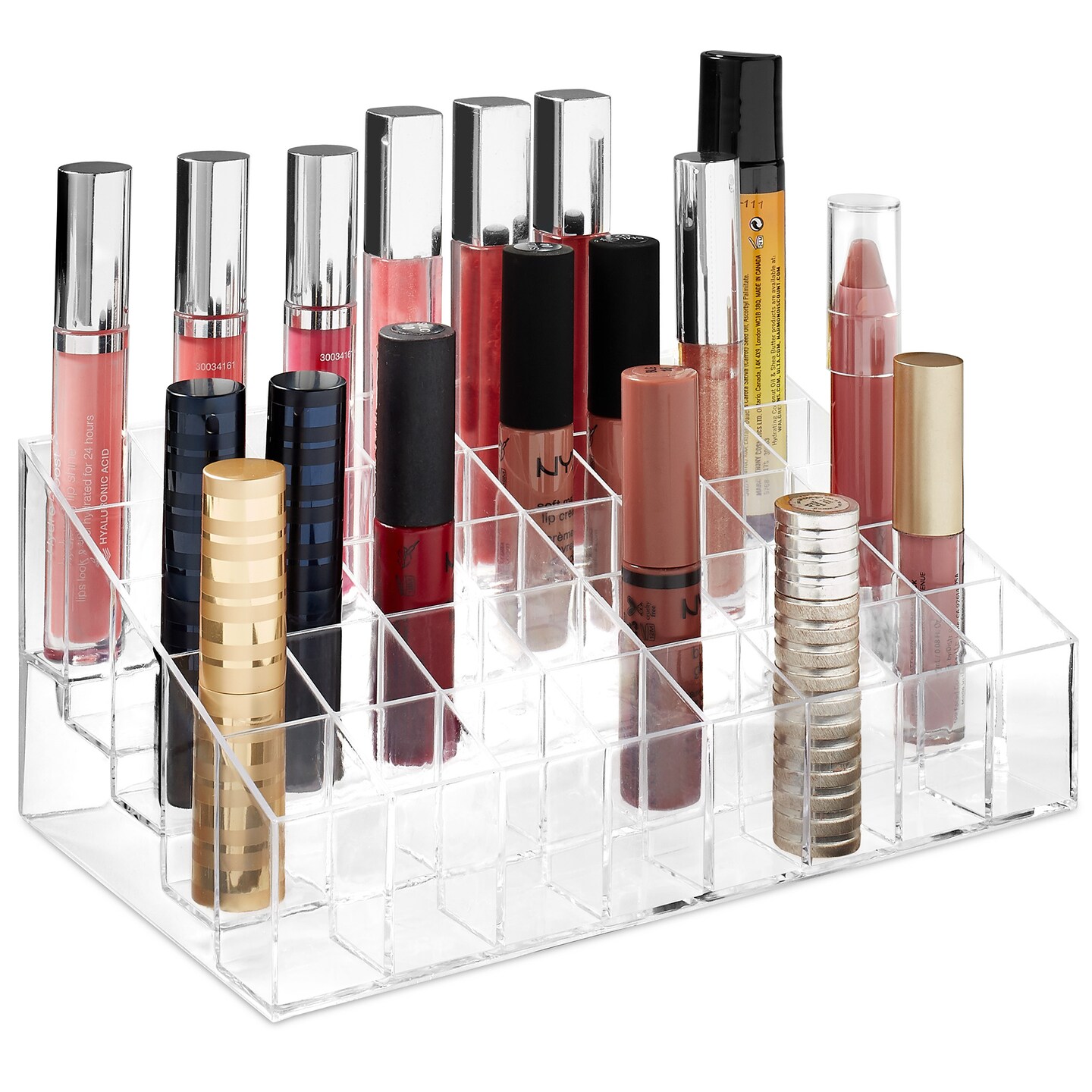 Casafield 40 Slot Acrylic Lipstick &#x26; Makeup Organizer - Cosmetic Display Case - Clear