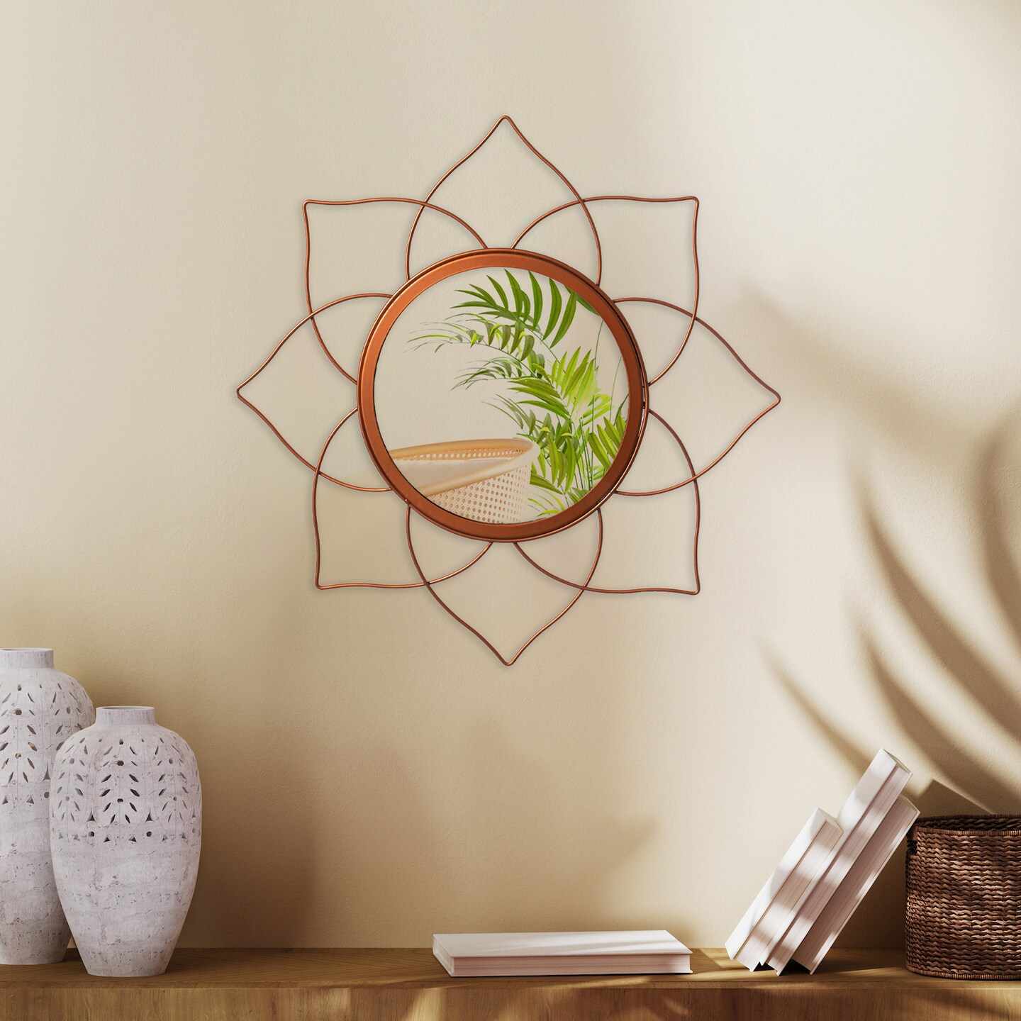 Uniquewise Decorative Metal Wall Mounted Modern Mirror - Perfect for Living Room, Bedroom, Bathroom Vanity, Entryway, or Hallway, Adding Elegance and Charm to Your Space