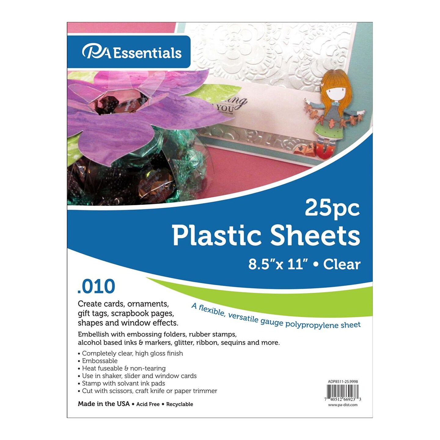 Plastic Sheet 8.5x11 .010&#x22; 25pcPkClear