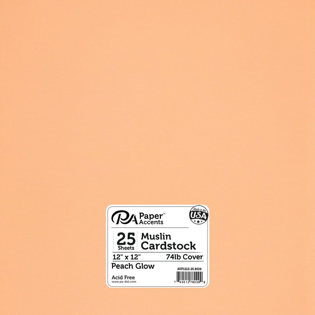 PA Paper Accents Textured Cardstock 12" x 12" Peach Glow, 74lb colored cardstock paper for card making, scrapbooking, printing, quilling and crafts, 25 piece pack