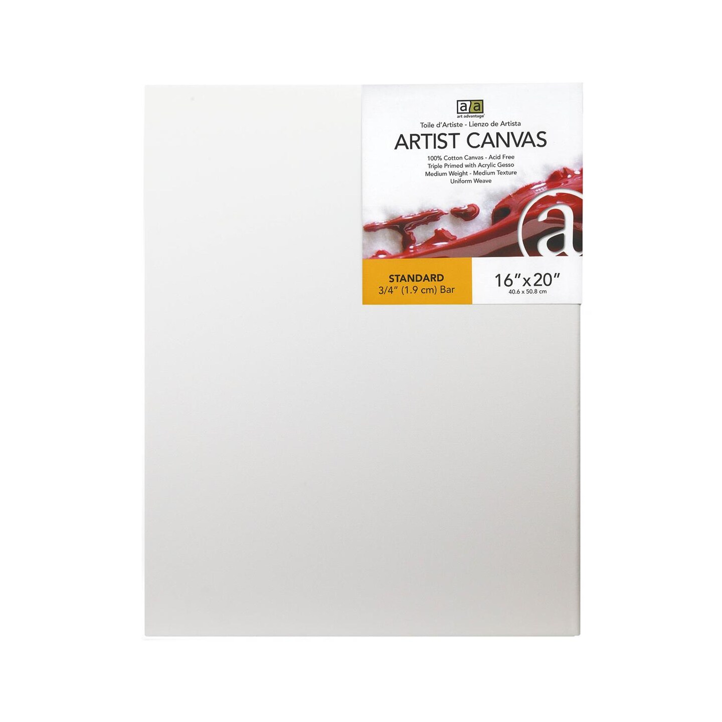 Art Advantage Artist Canvas Visual Edge 16x20, Stretched Canvas for Painting, Blank Canvas for Acrylics & Oils, Canvases for Artists, Professional Pre-Stretched Canvas