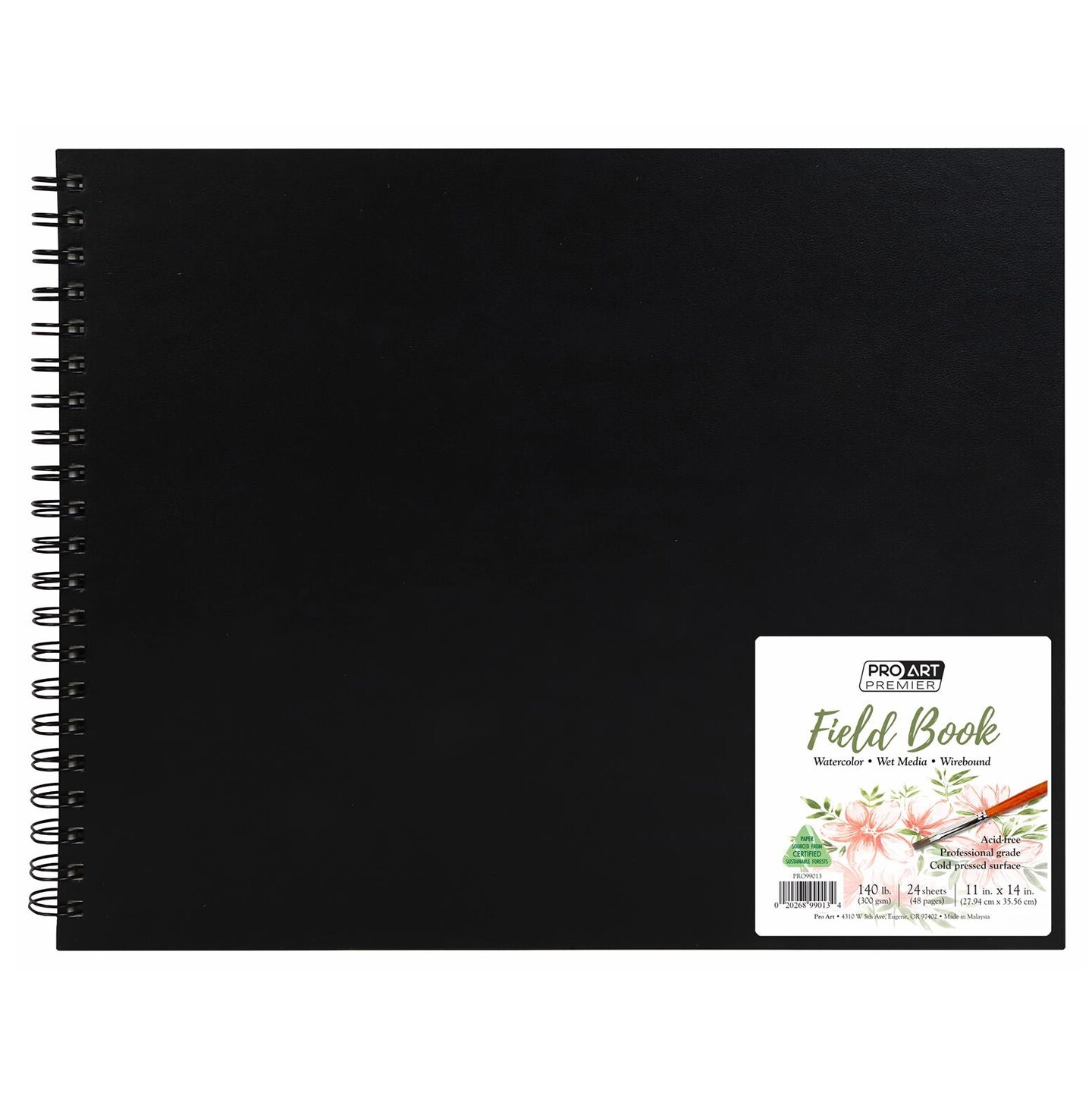 Pro Art Prem Watercolor Field Book 11"x14" 24 sheets, 140#, Watercolor Paper, Sketchbook, Water Color Paper, Paper Pad, Journal, Book, Paint Painting Paper