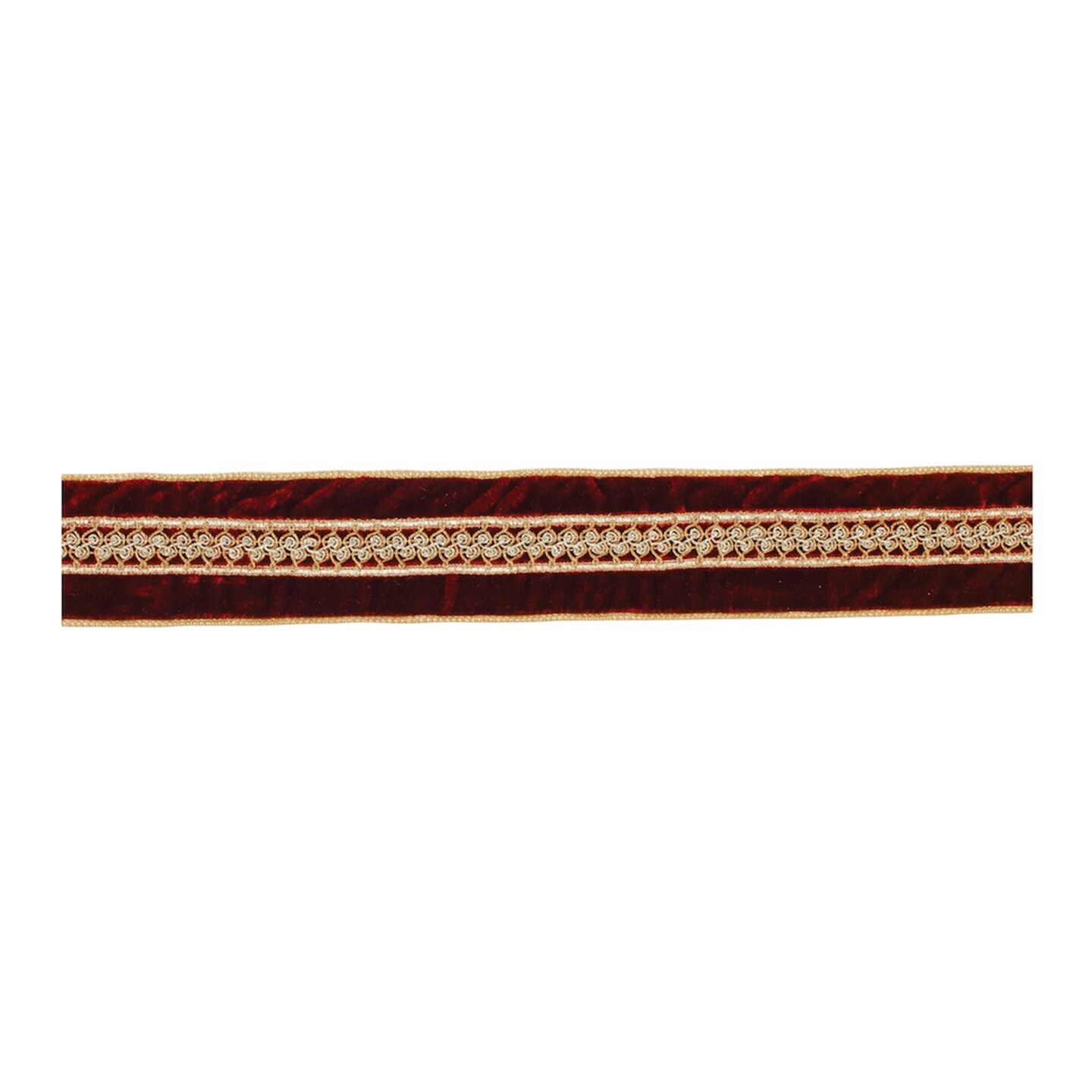 Melrose Royal Beaded Wired Craft Ribbon - 2.5&#x22; x 5 Yards - Red and Gold