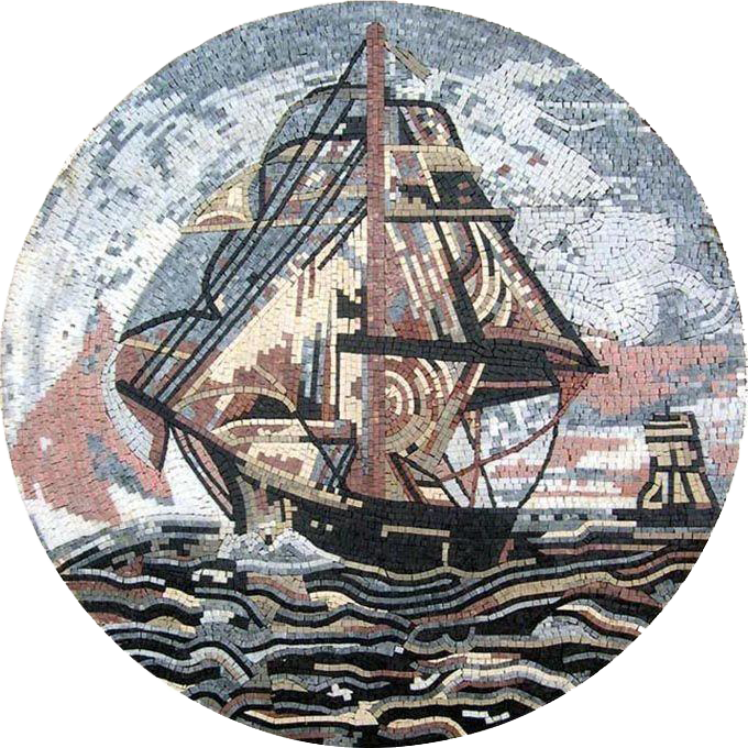 product name is Sailing Ship Medallion Mosaic
