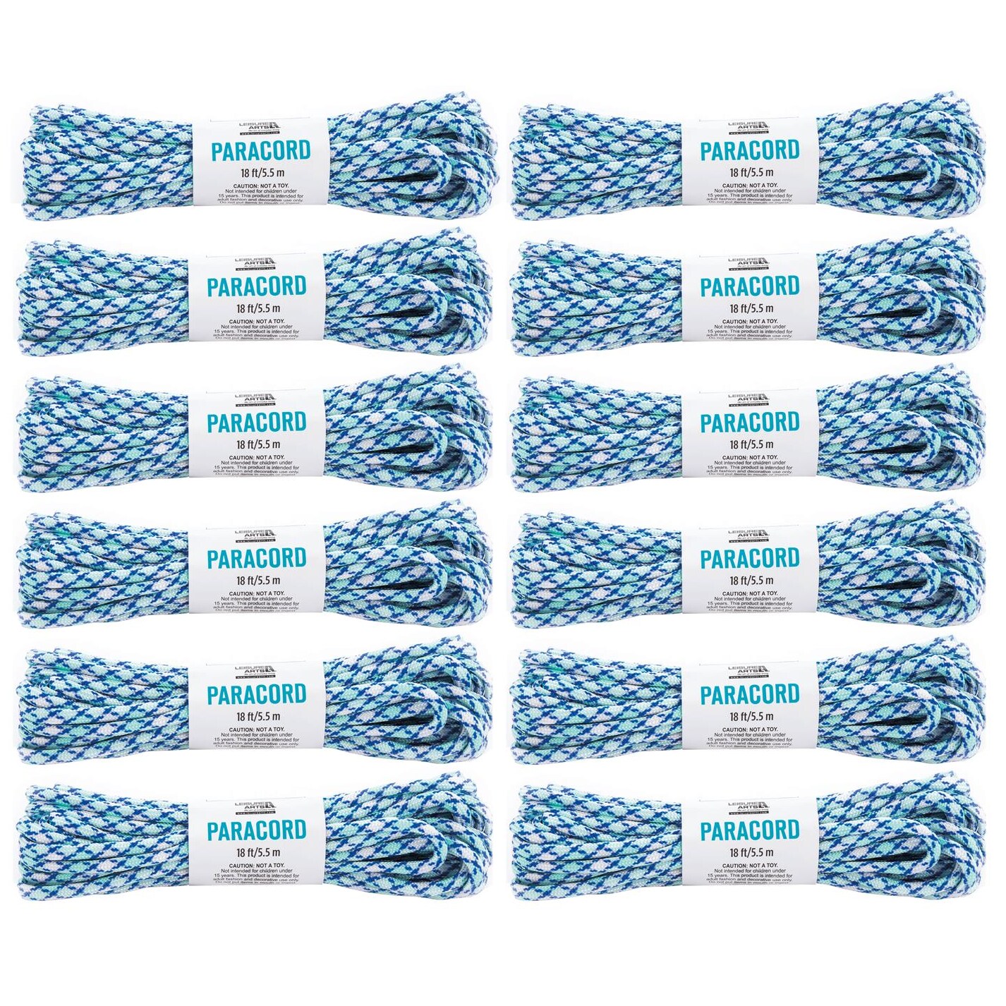 Essentials By Leisure Arts Paracord Bundle, Mint Navy 12Pc - Nylon Rope, Parachute Cord For Crafts, Knots, Jewelry Making, Camping, Survival Gear, And More