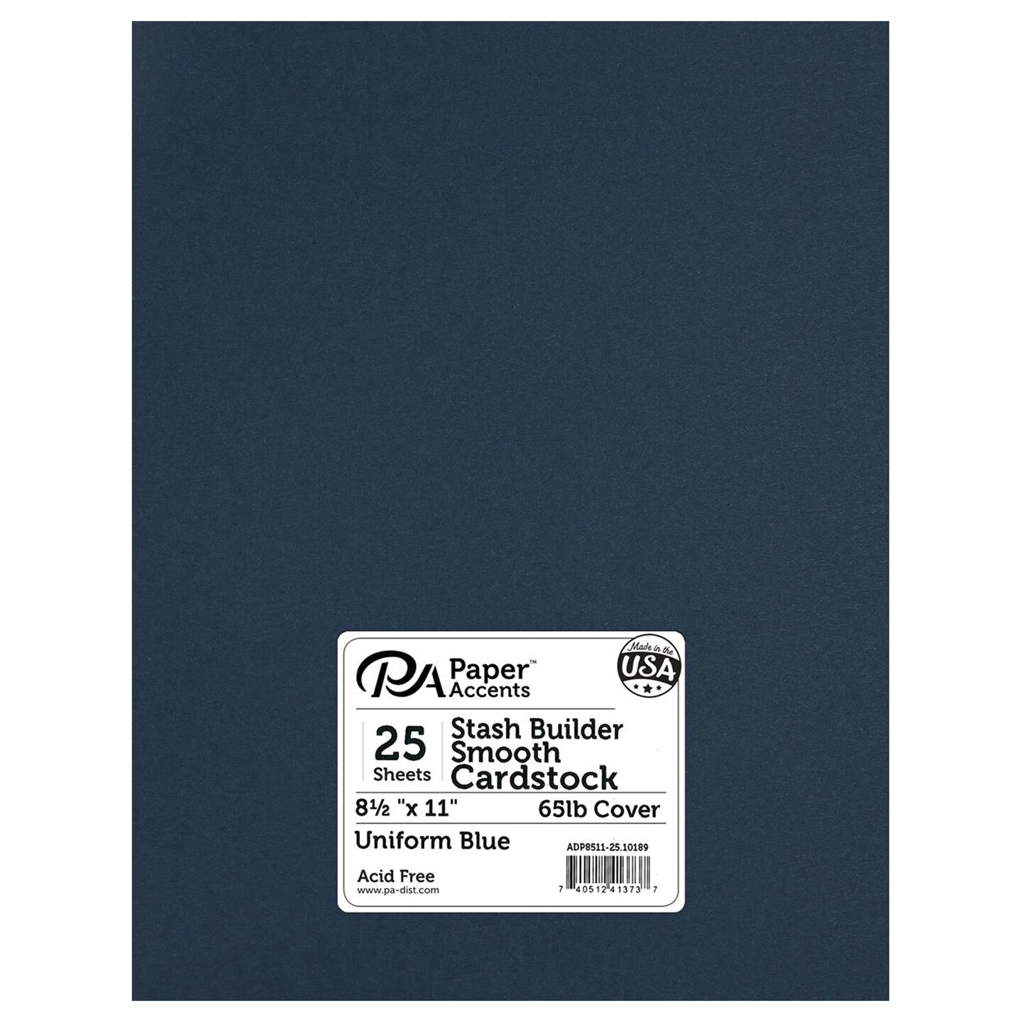 Accent Design Paper Accents Stash Builder Cardstock 8.5" x 11" Uniform Blue, 65lb colored cardstock paper for card making, scrapbooking, printing, quilling and crafts, 25 piece pack