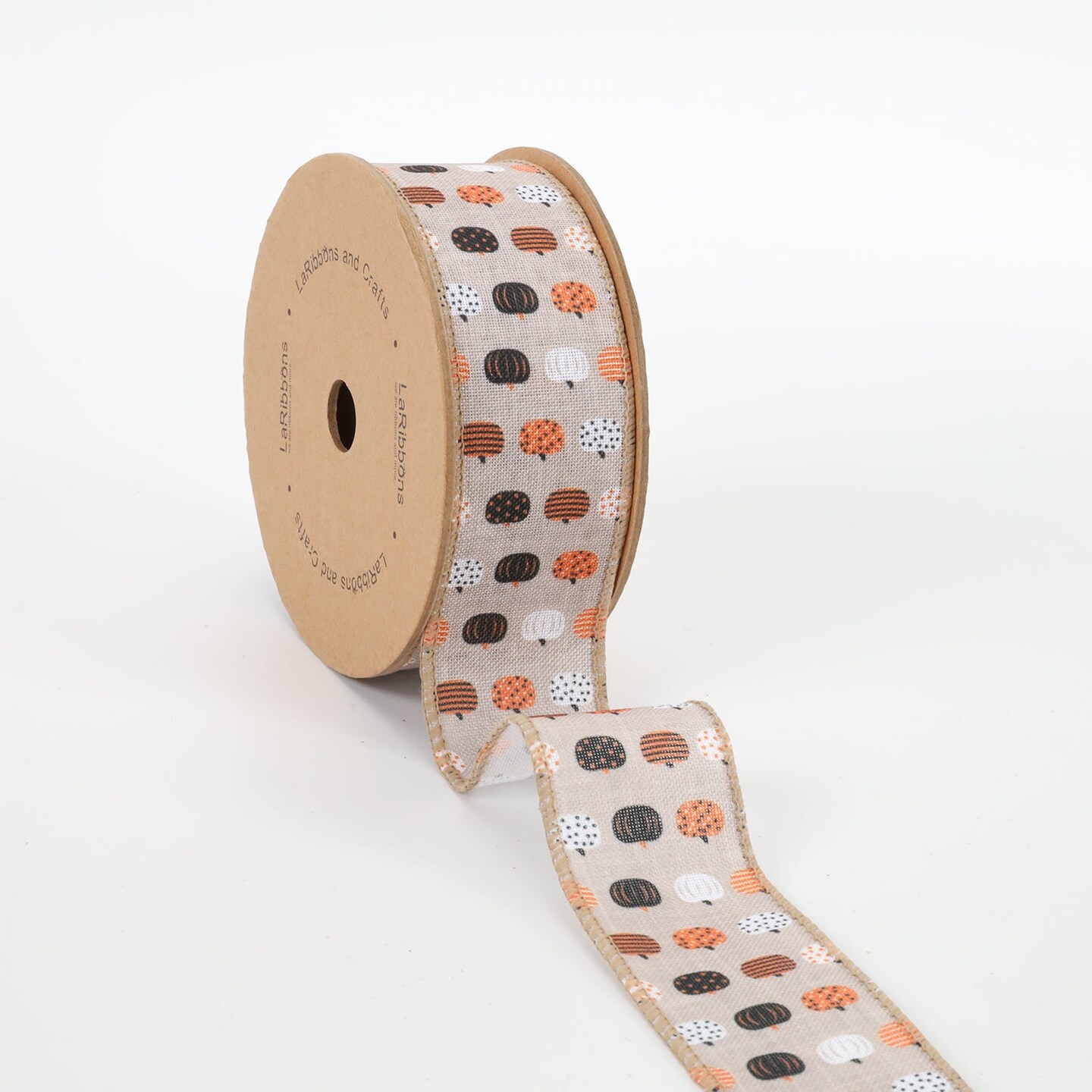 LaRibbons 1 1/2&#x22; Holiday Wired Ribbon | &#x22;Pumpkin&#x22; Natural/Brown/Multi | 10 Yard Roll